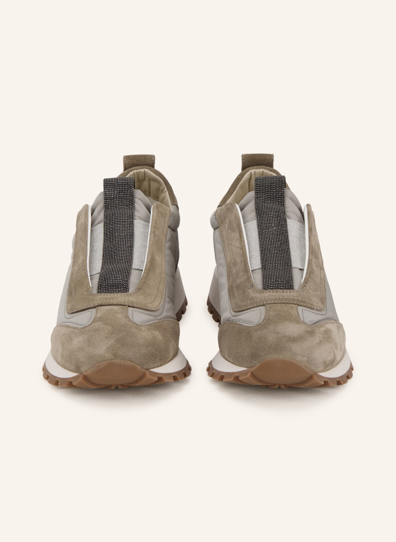 BRUNELLO CUCINELLI Slip-on-Sneaker mit Schmuckperlen: GRAU