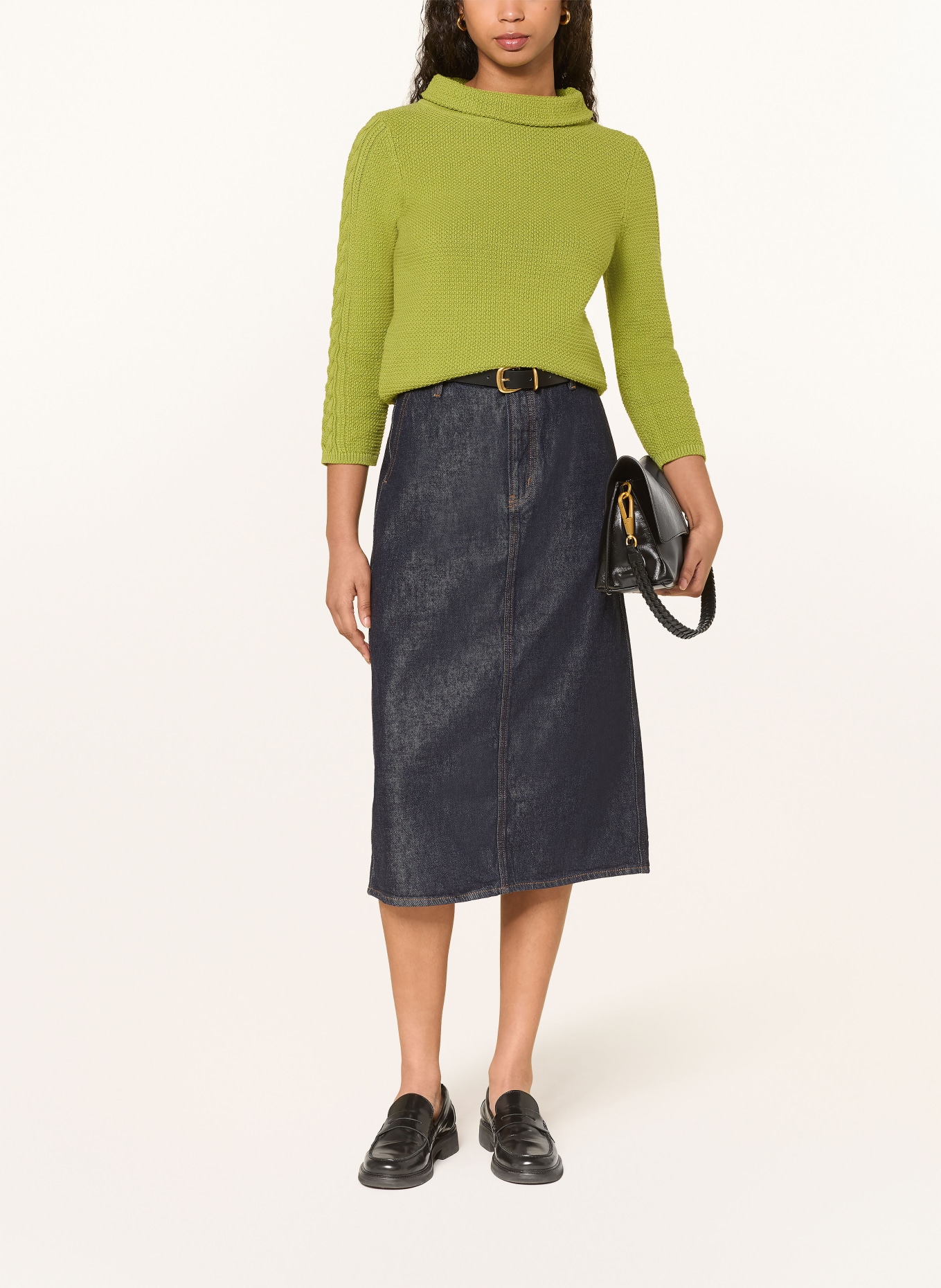 HOBBS CAMILLA turtleneck sweater with 3/4 sleeves: LIGHT GREEN
