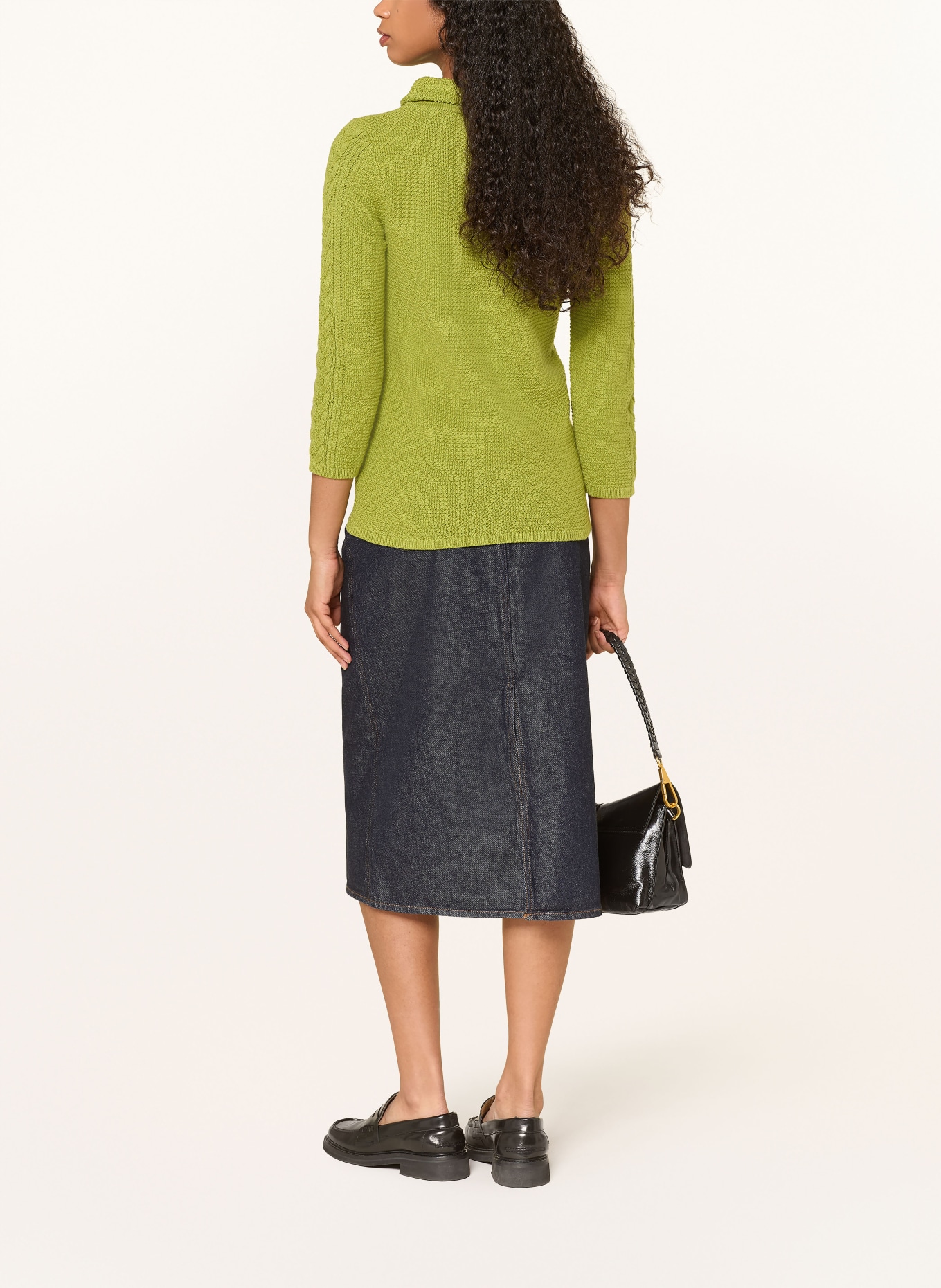 HOBBS CAMILLA turtleneck sweater with 3/4 sleeves: LIGHT GREEN