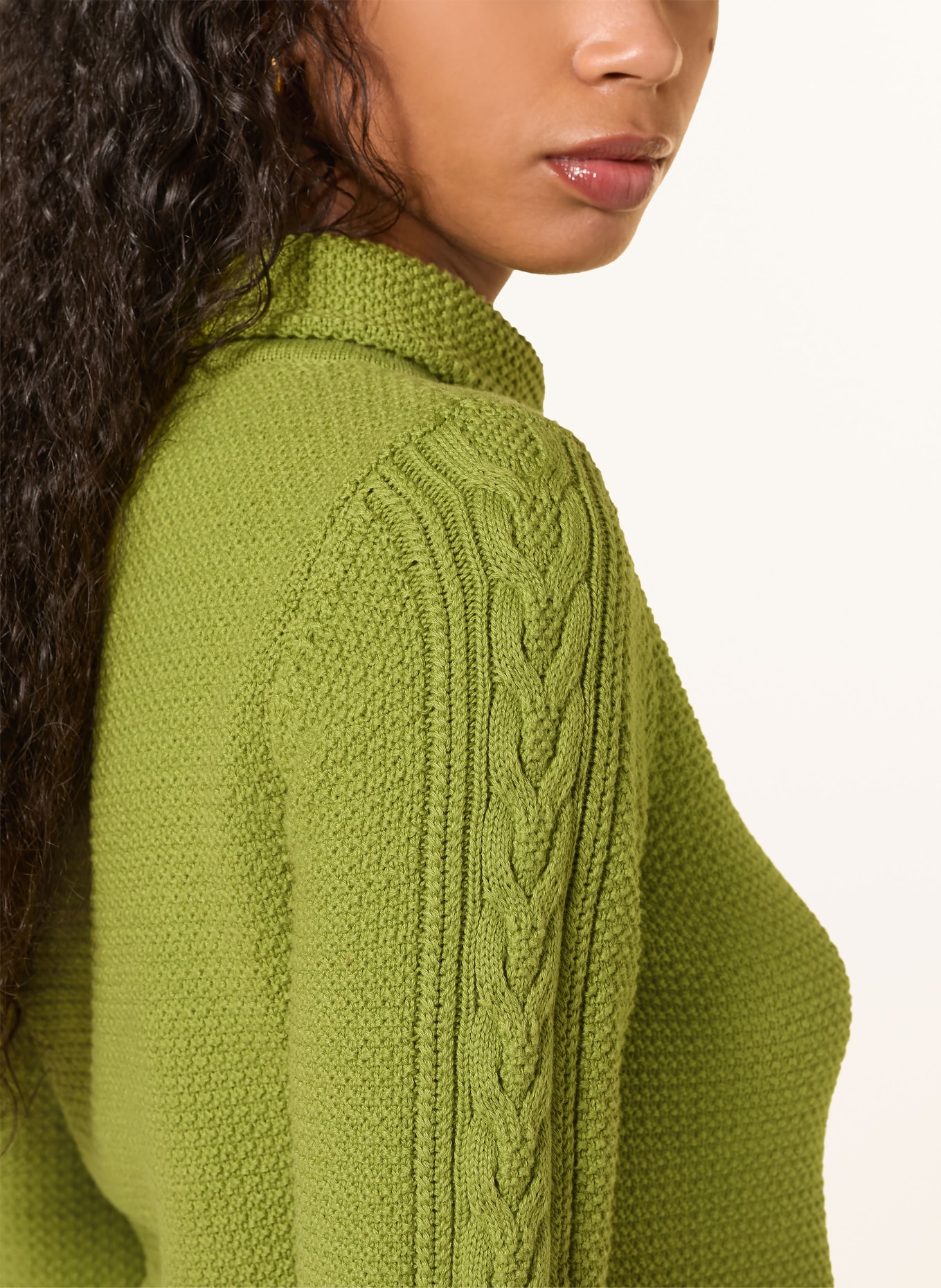 HOBBS CAMILLA turtleneck sweater with 3/4 sleeves: LIGHT GREEN
