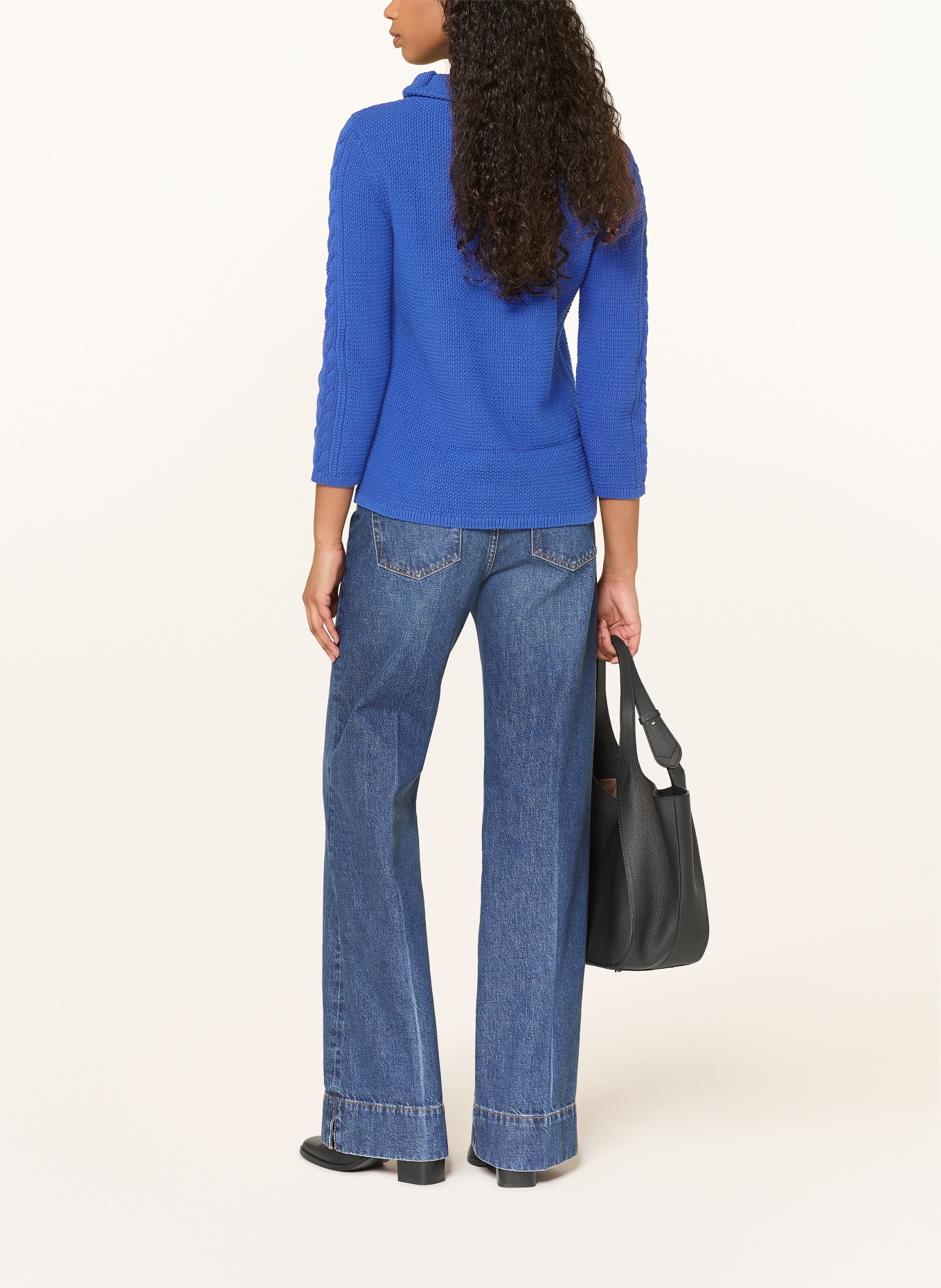 HOBBS CAMILLA turtleneck sweater with 3/4 sleeves: BLUE