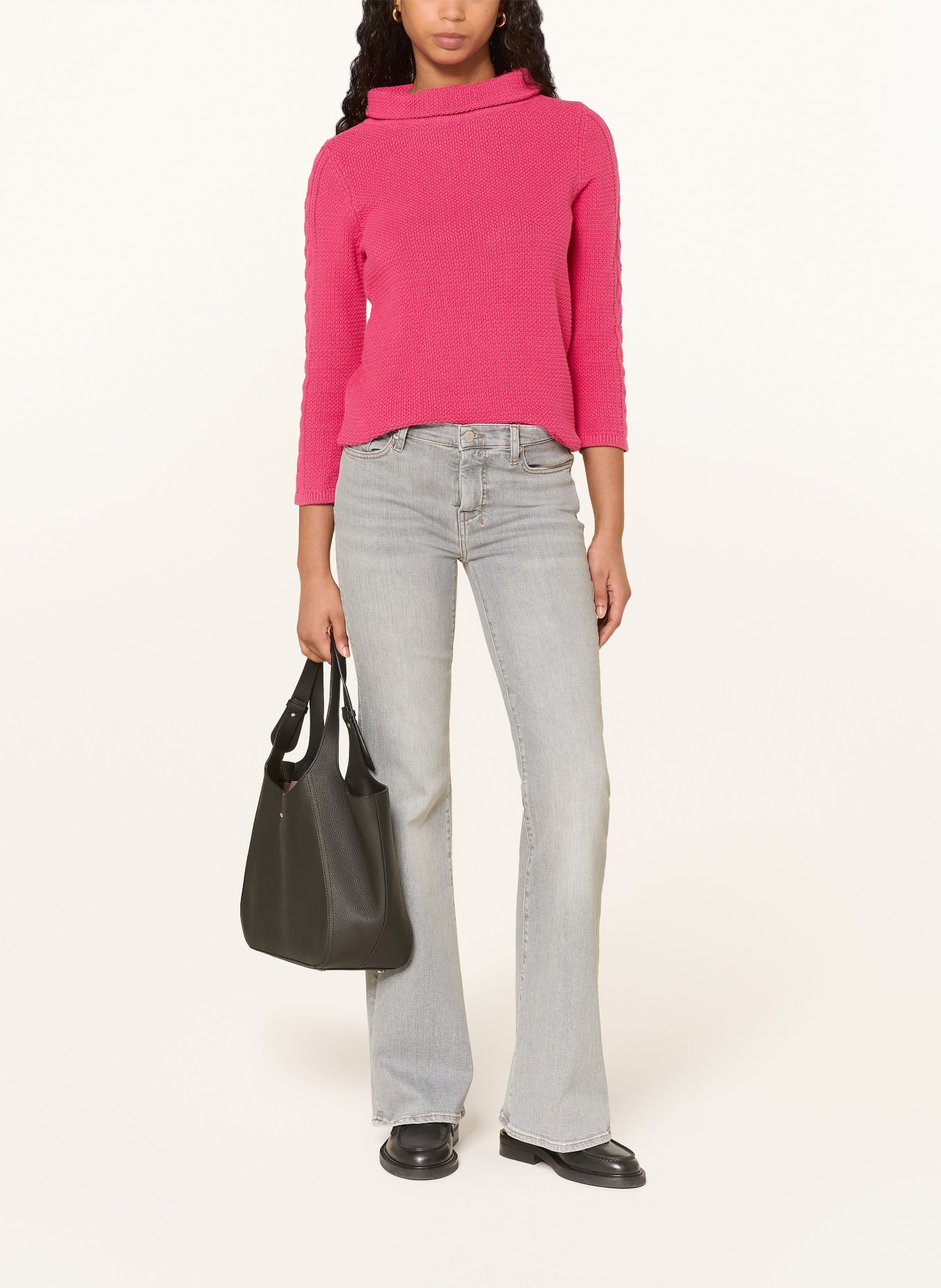 HOBBS CAMILLA turtleneck sweater with 3/4 sleeves: PINK