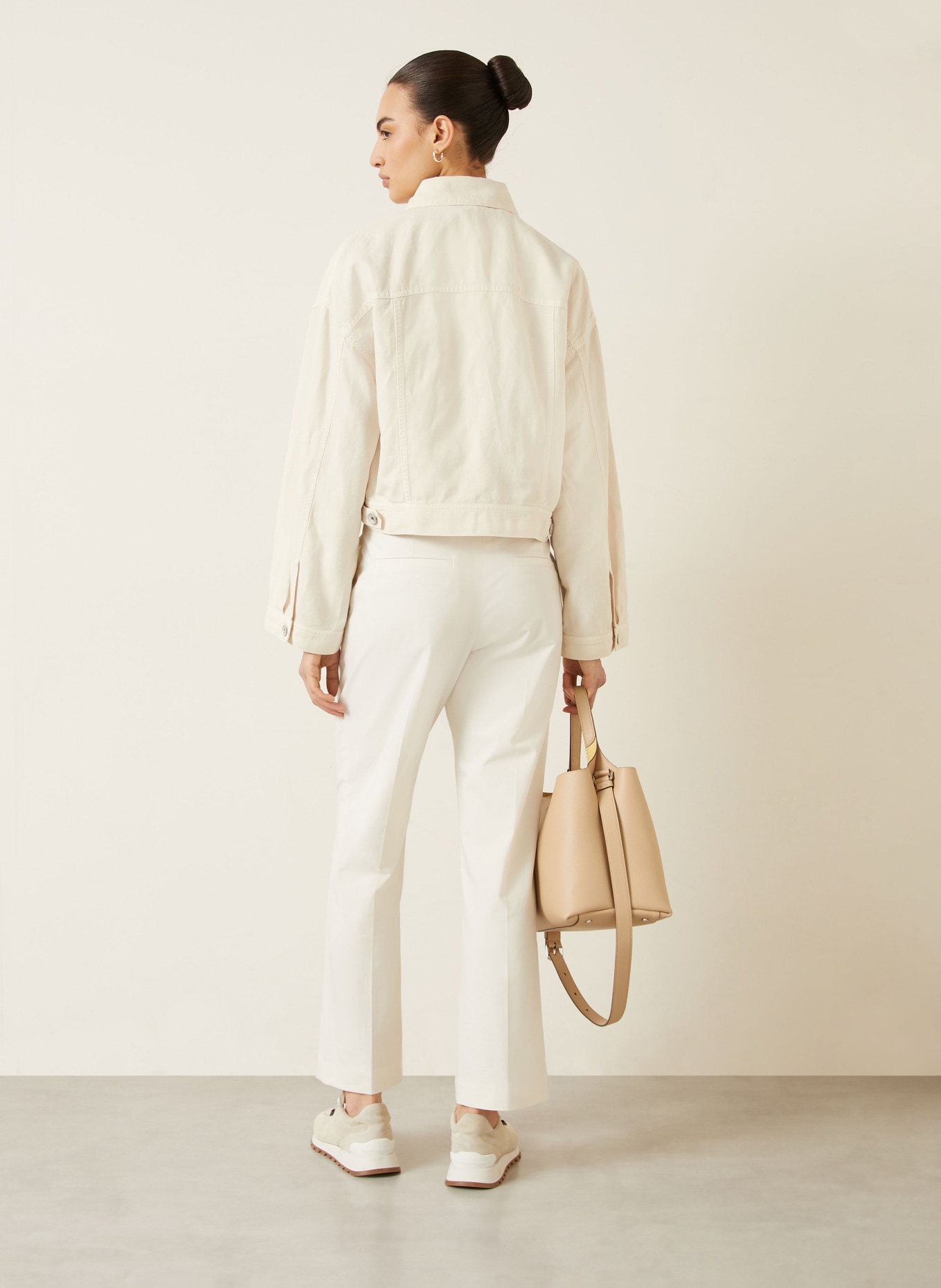 BRUNELLO CUCINELLI Jacke mit Leinen mit Schmucksteinen: CREME