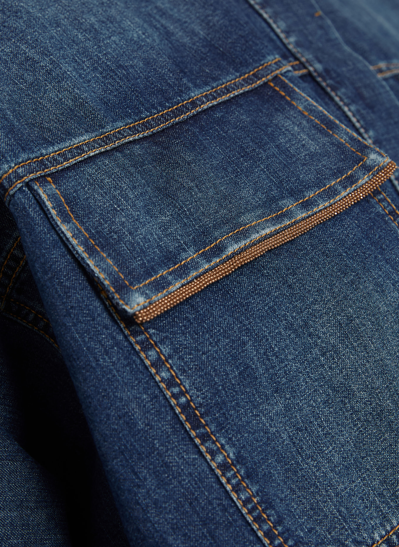 BRUNELLO CUCINELLI Jeansbluse mit Schmucksteinen: BLAU