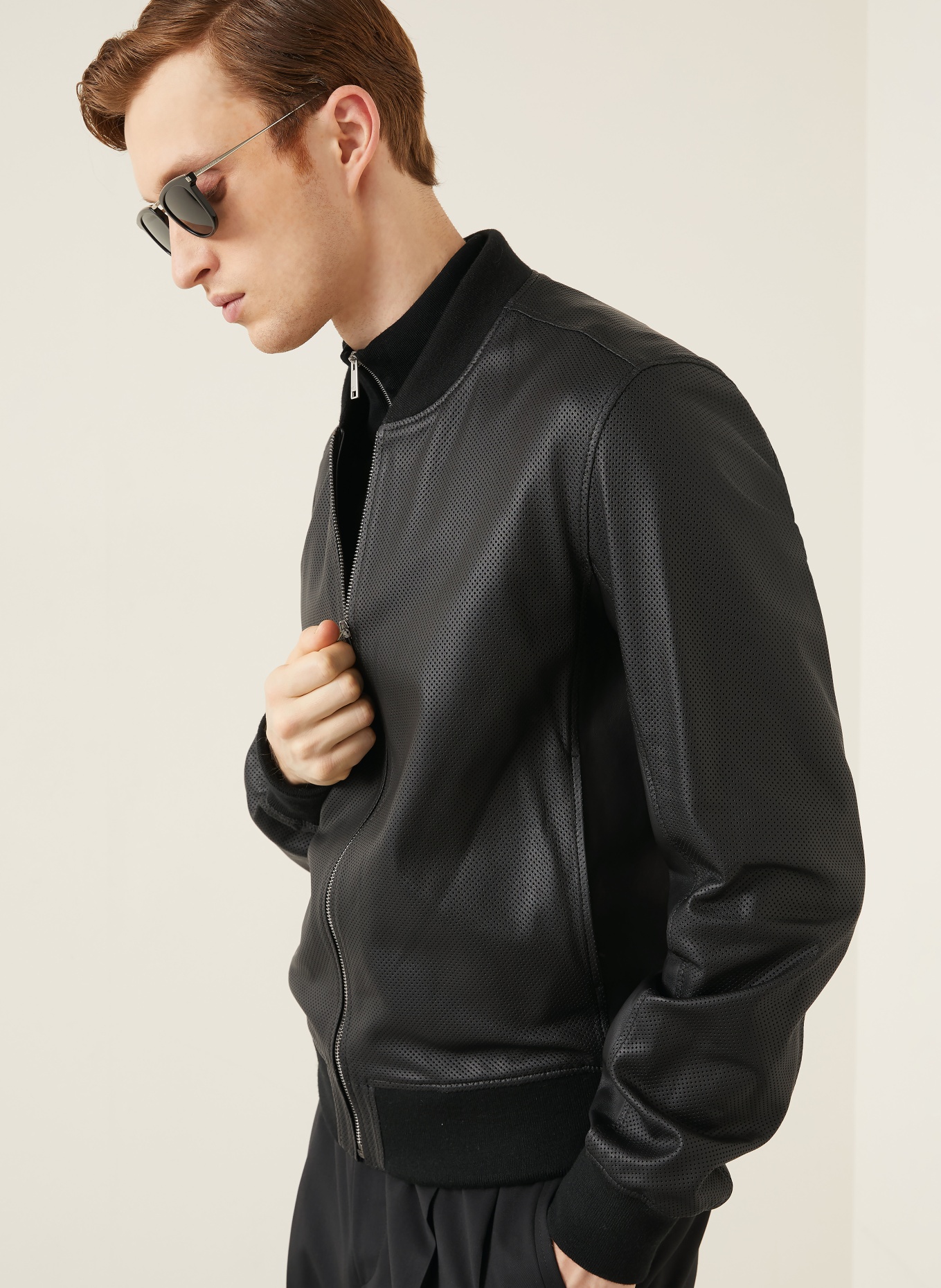 manzoni 24 Lederblouson: SCHWARZ