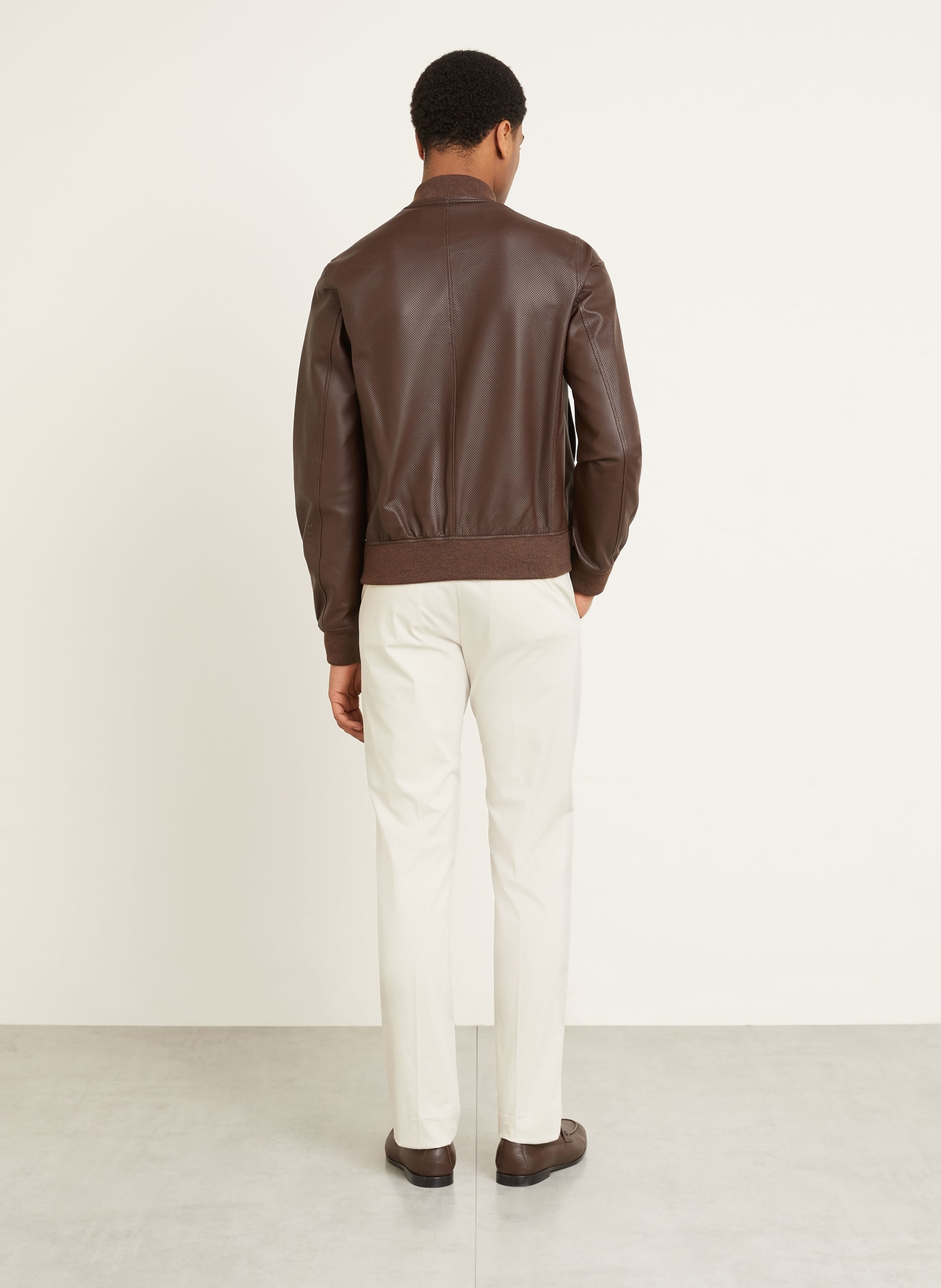 manzoni 24 leather jacket: DARK BROWN