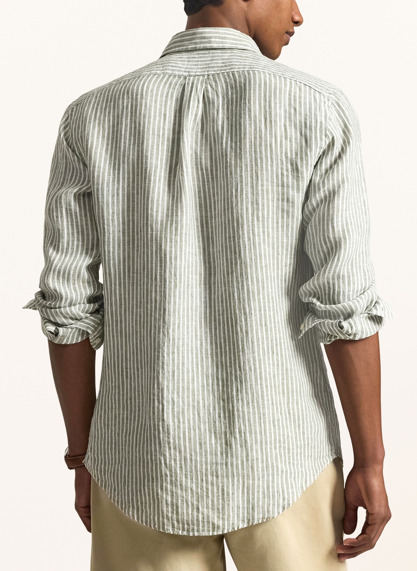 POLO RALPH LAUREN Leinenhemd Custom Fit: HELLGRÜN / WEISS