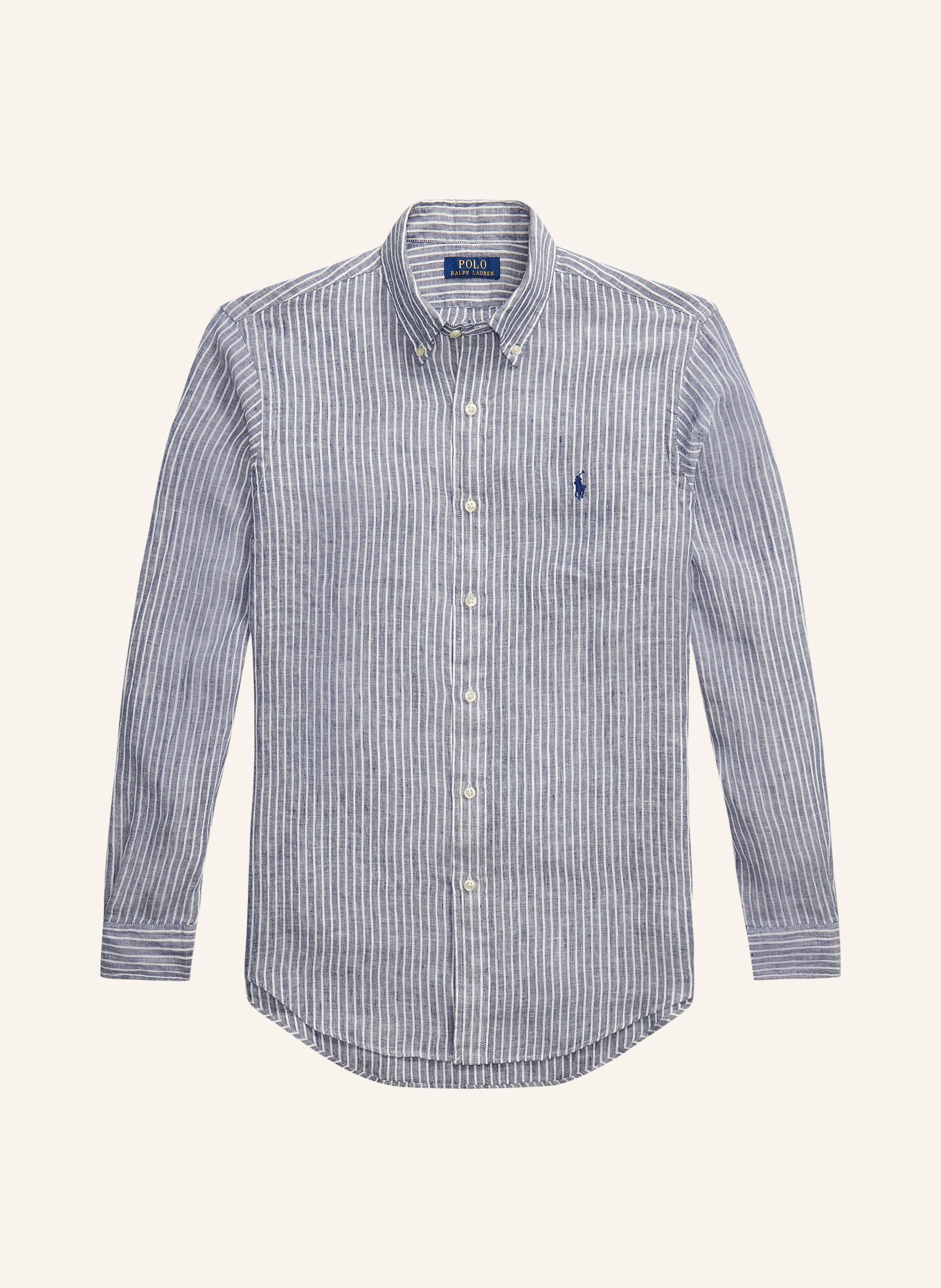 POLO RALPH LAUREN Leinenhemd Custom Fit: DUNKELBLAU / WEISS