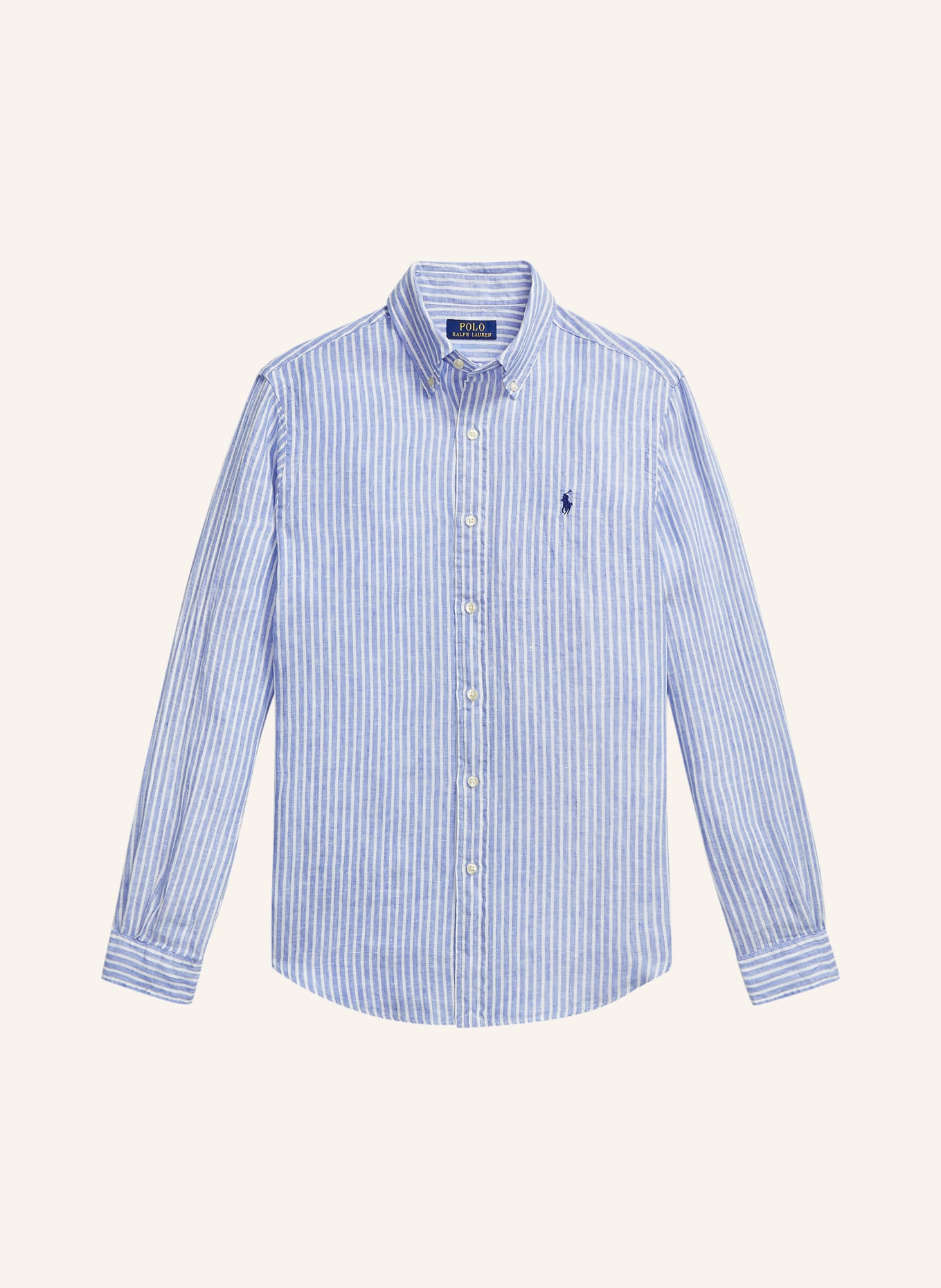 POLO RALPH LAUREN Leinenhemd Custom Fit: BLAU / WEISS