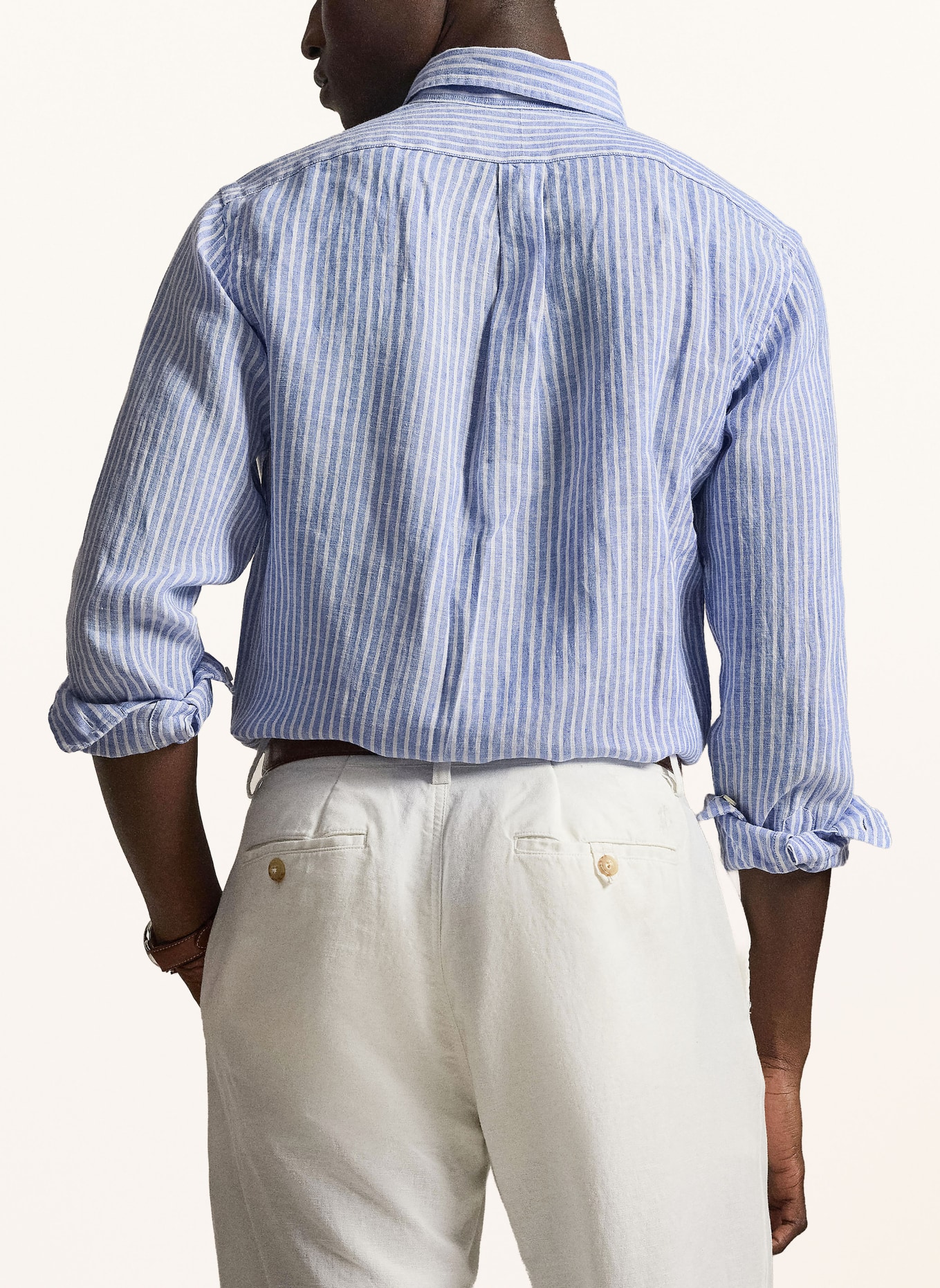 POLO RALPH LAUREN Leinenhemd Custom Fit: BLAU / WEISS