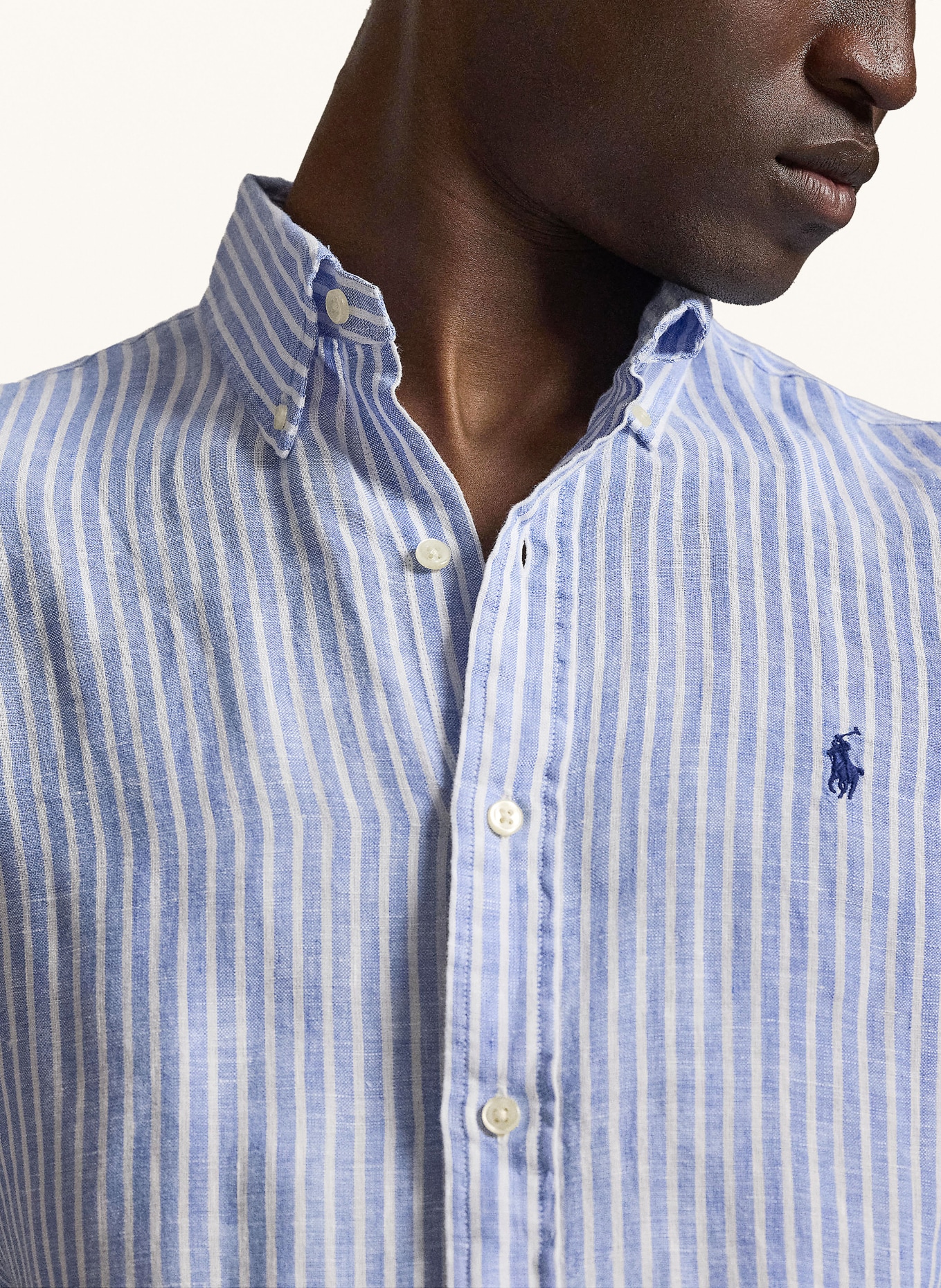 POLO RALPH LAUREN Leinenhemd Custom Fit: BLAU / WEISS