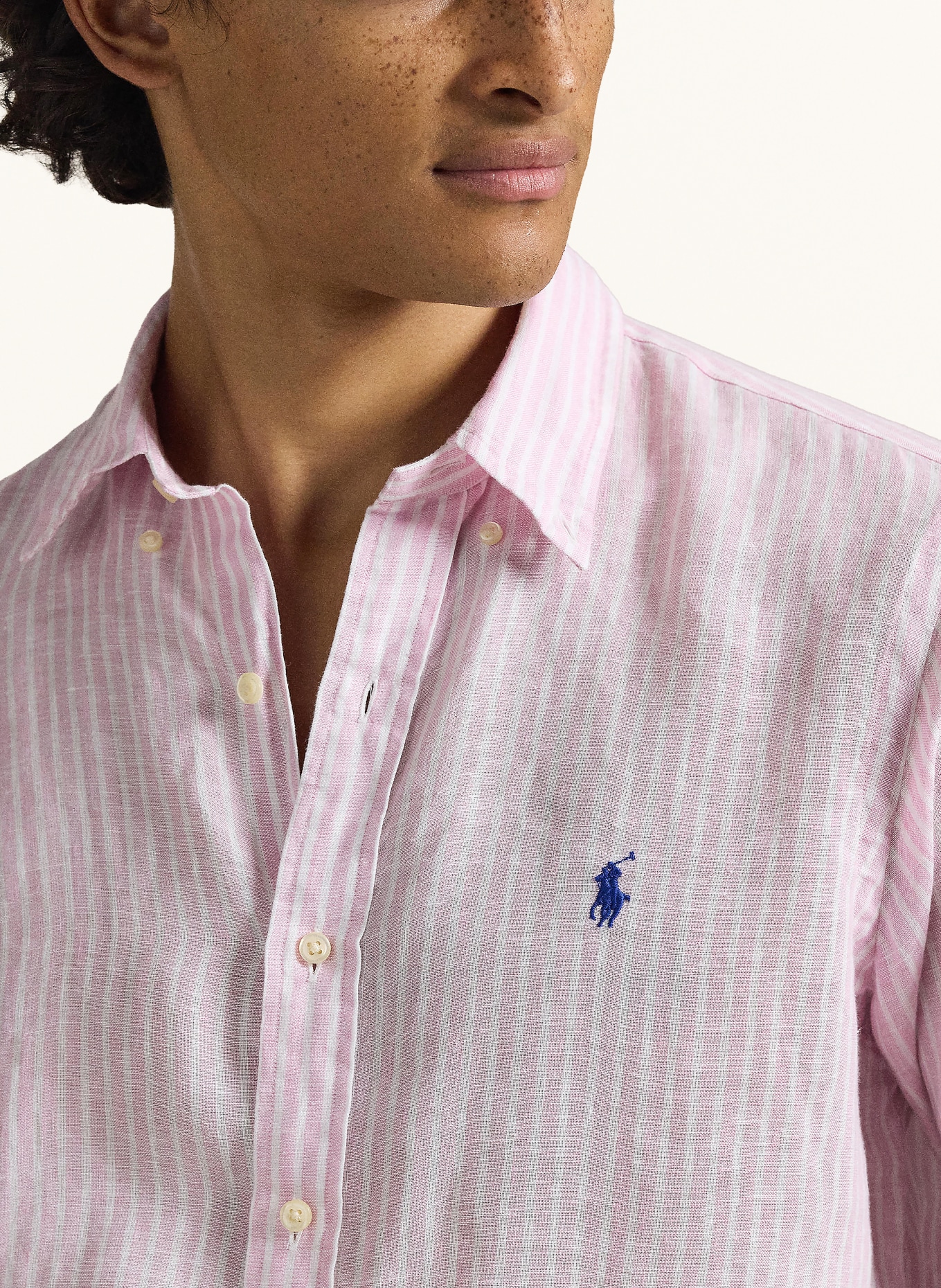 POLO RALPH LAUREN Leinenhemd Custom Fit: ROSA / WEISS