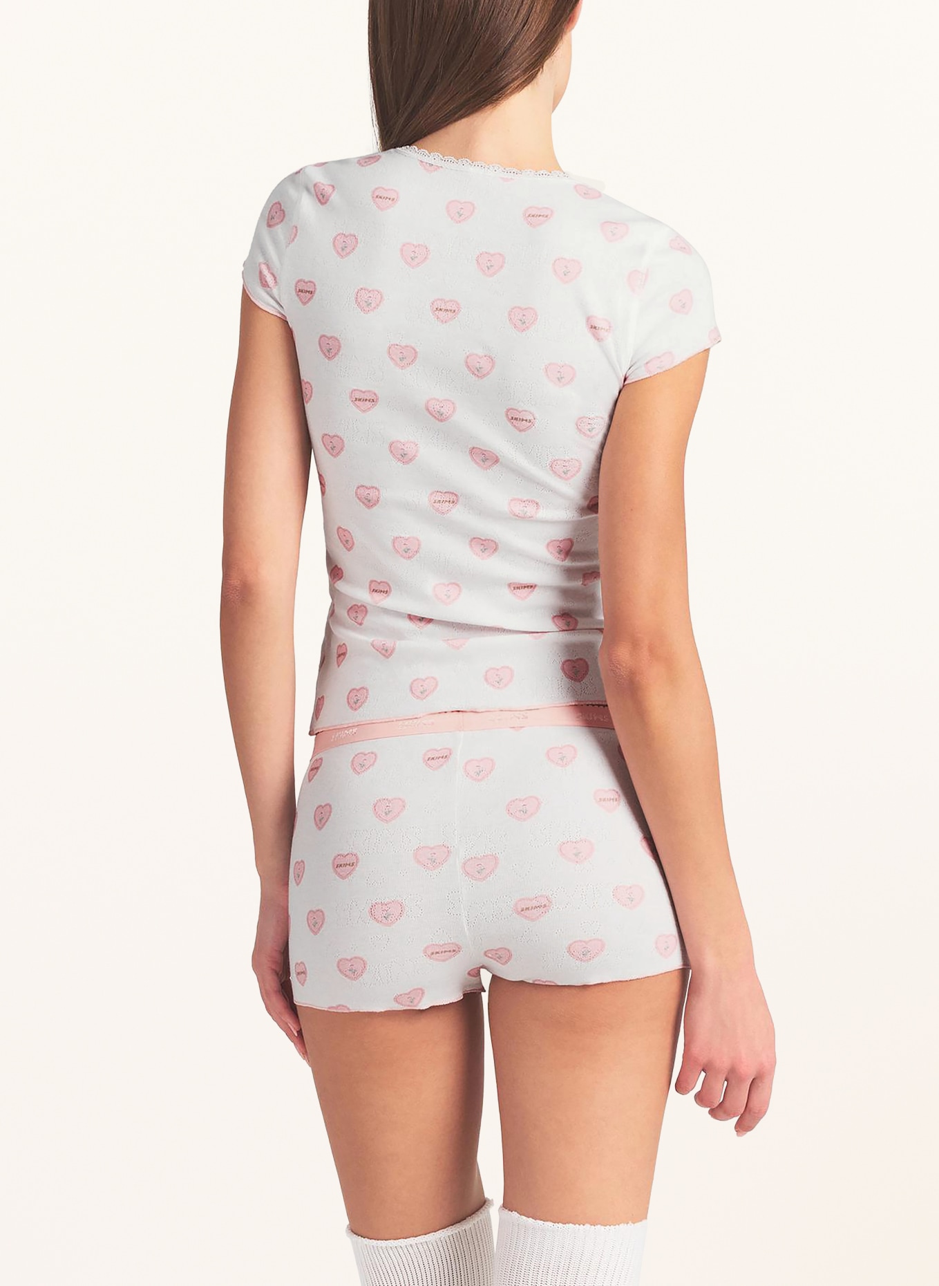 SKIMS Lounge set LOGO POINTELLE: SNOW LACE HEARTS
