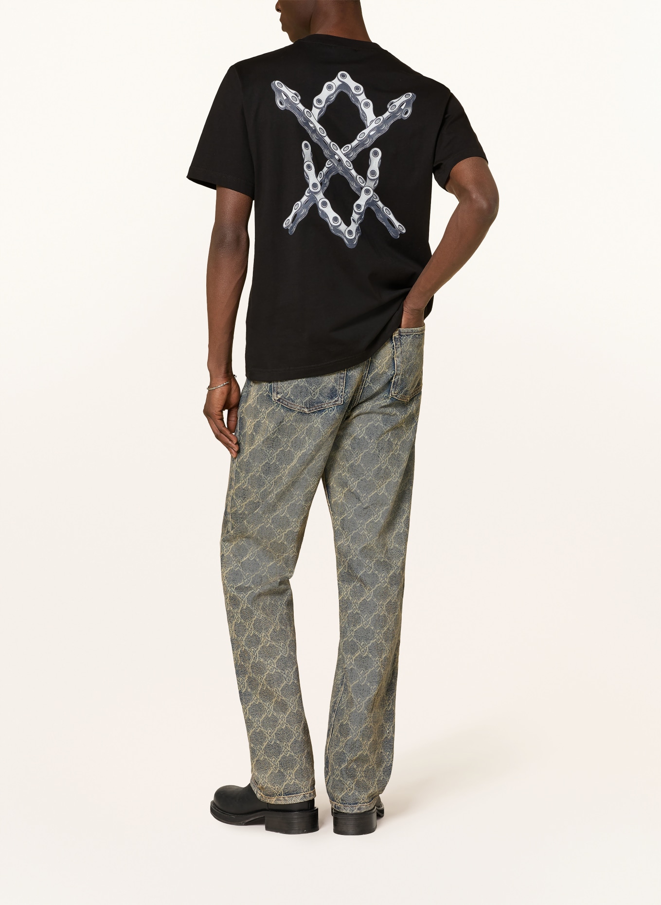 DAILY PAPER Tričko CHAIN SHIELD: ČERNÁ / ŠEDÁ