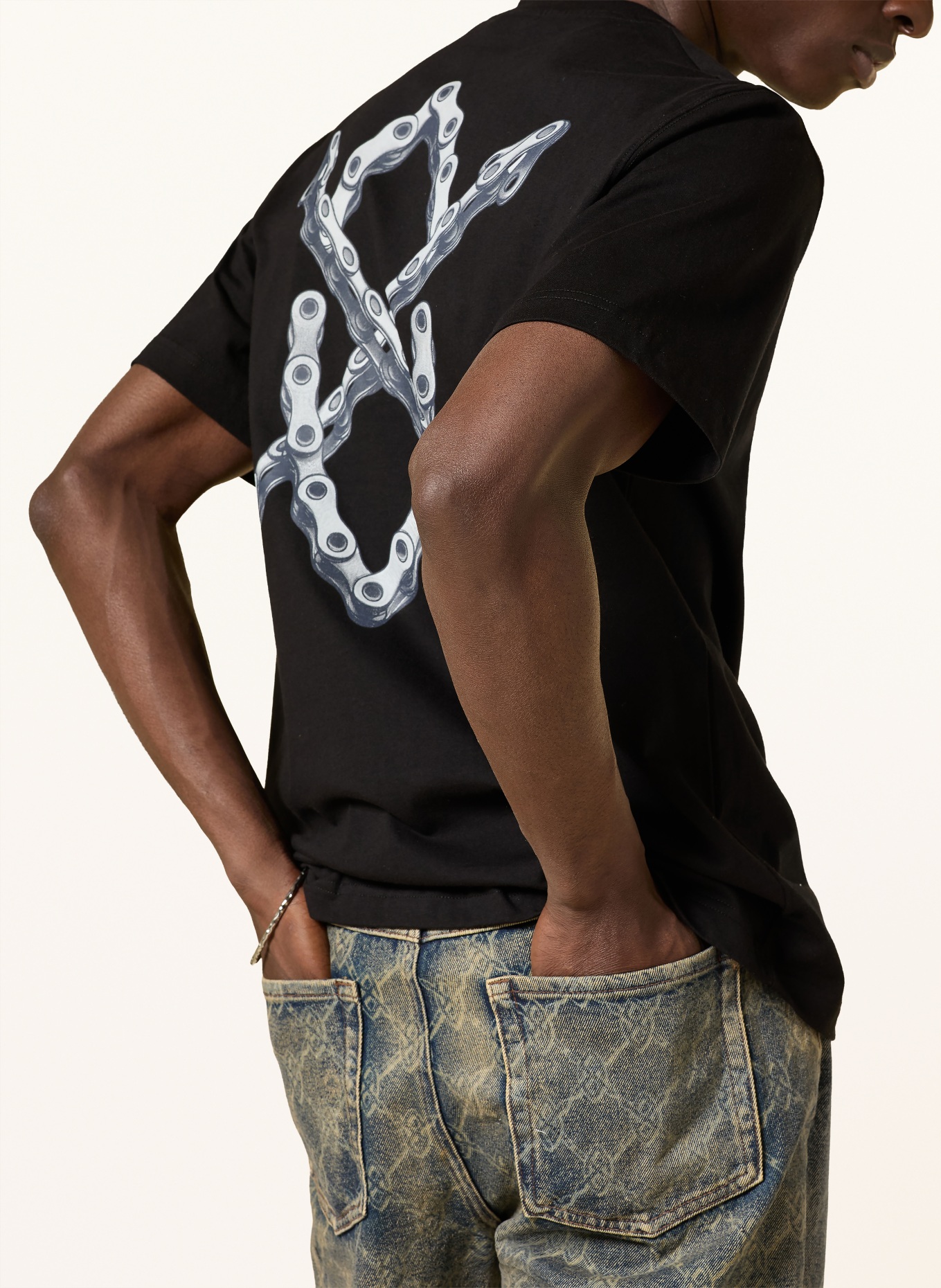 DAILY PAPER Tričko CHAIN SHIELD: ČERNÁ / ŠEDÁ