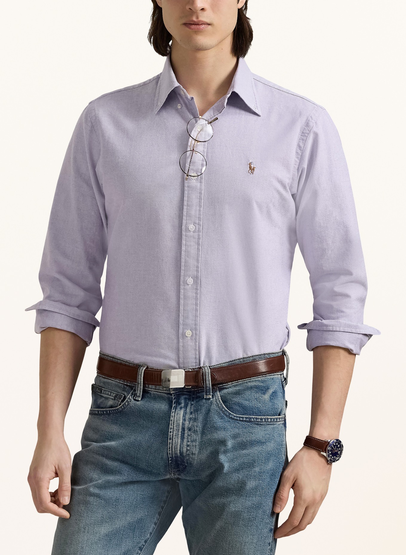 POLO RALPH LAUREN Oxfordská košile Custom Fit: SVĚTLE FIALOVÁ