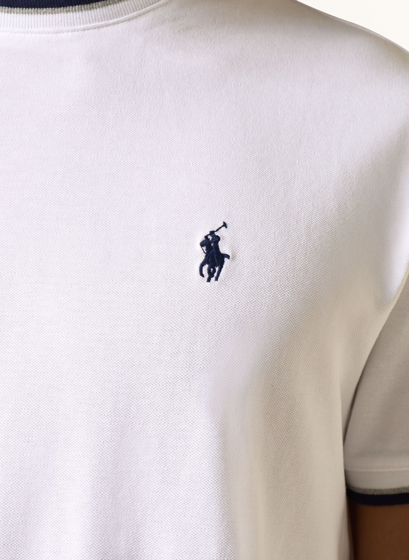 POLO RALPH LAUREN tričko: BÍLÁ / ŠEDÁ / TMAVĚ MODRÁ