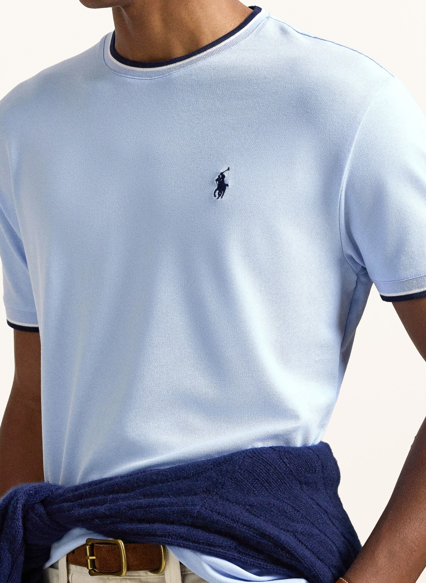 POLO RALPH LAUREN T-Shirt: HELLBLAU / DUNKELBLAU / WEISS