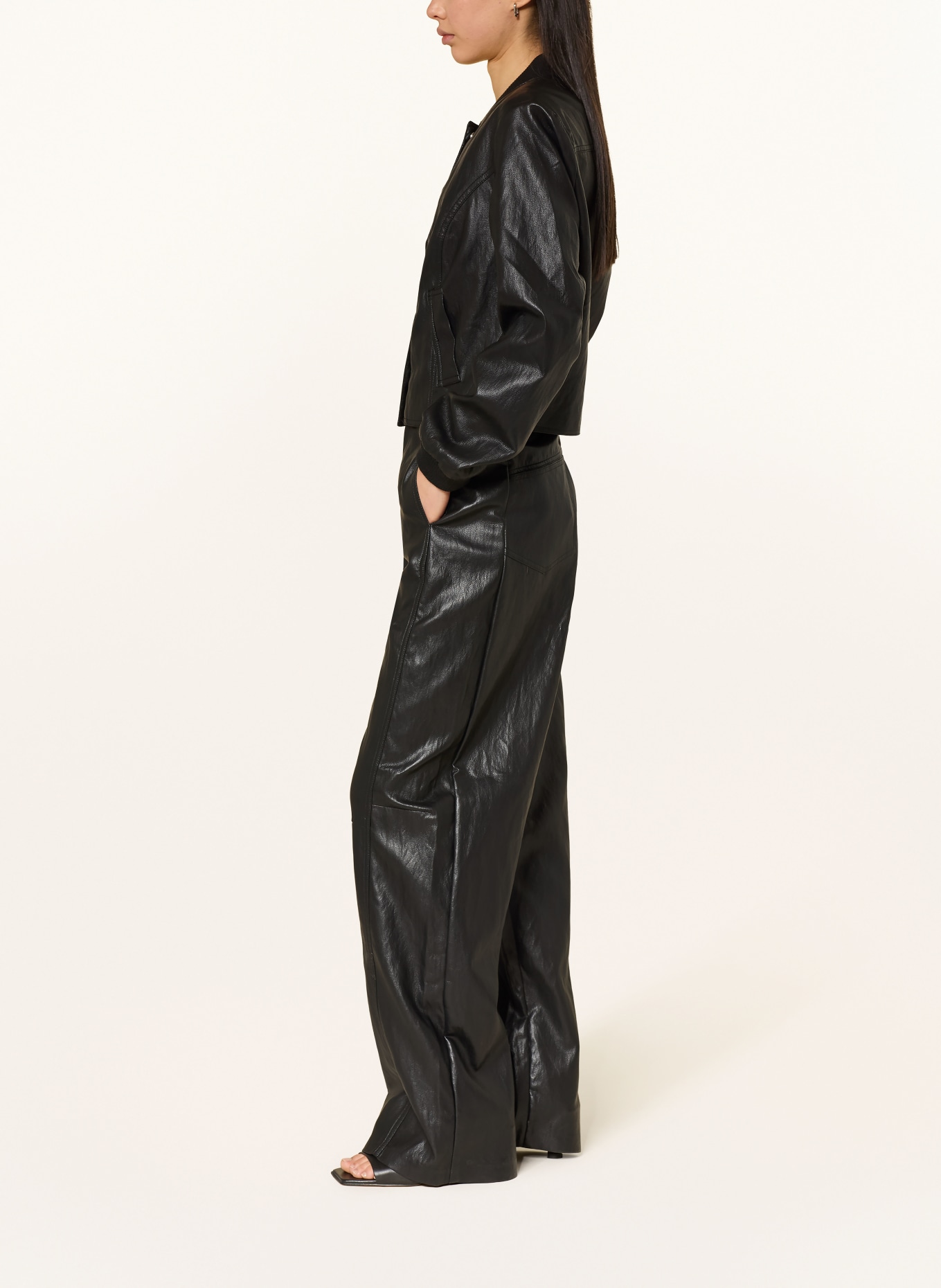 co'couture Hose GITTCC in Lederoptik: SCHWARZ