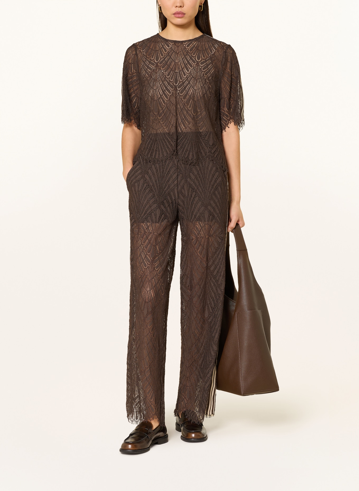 co'couture Blusenshirt aus Spitze: DUNKELBRAUN