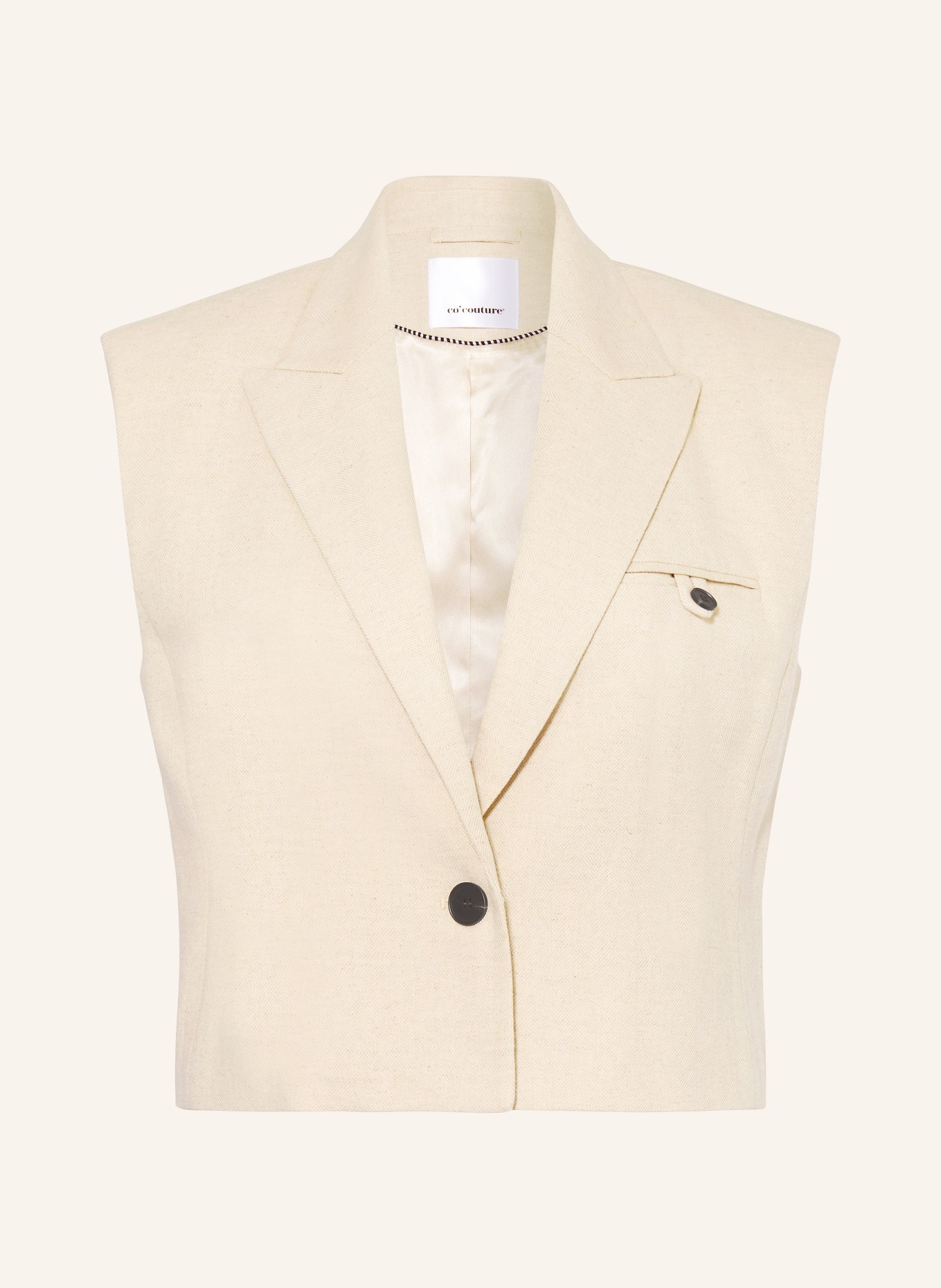 co'couture Blazer vest with linen: LIGHT BROWN