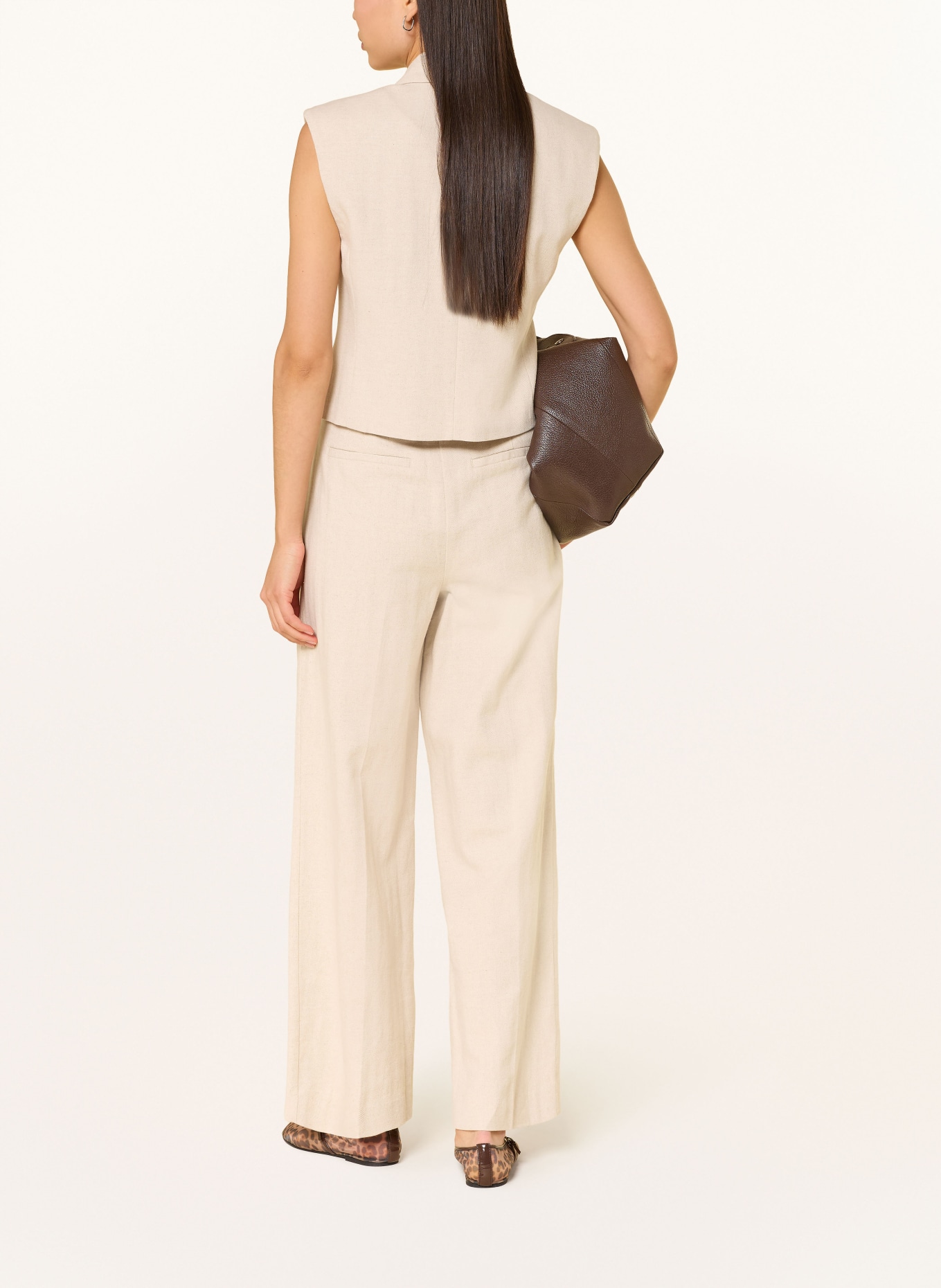 co'couture Blazer vest with linen: LIGHT BROWN