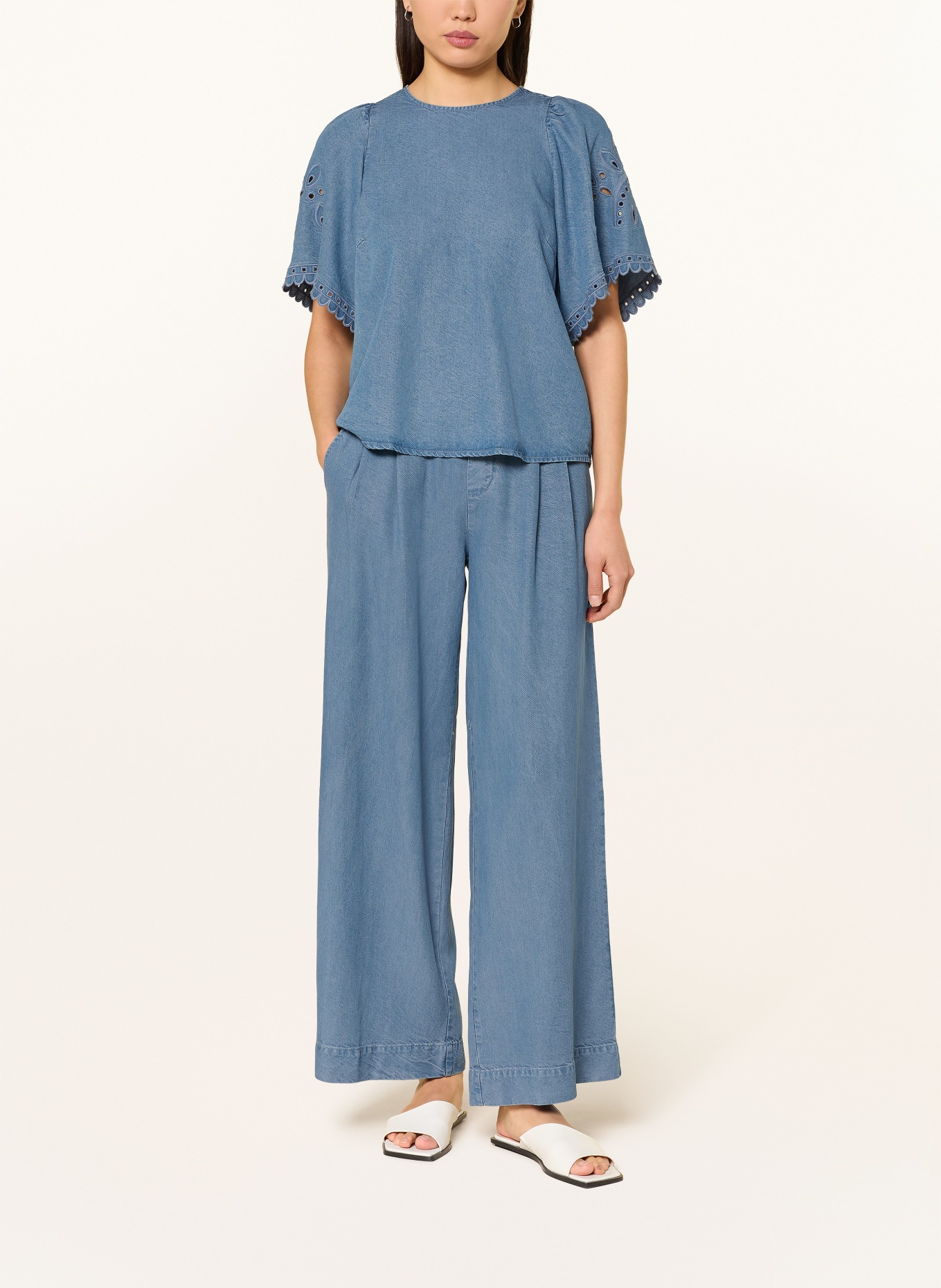 co'couture Marlenehose in Jeansoptik: BLAU / SCHWARZ