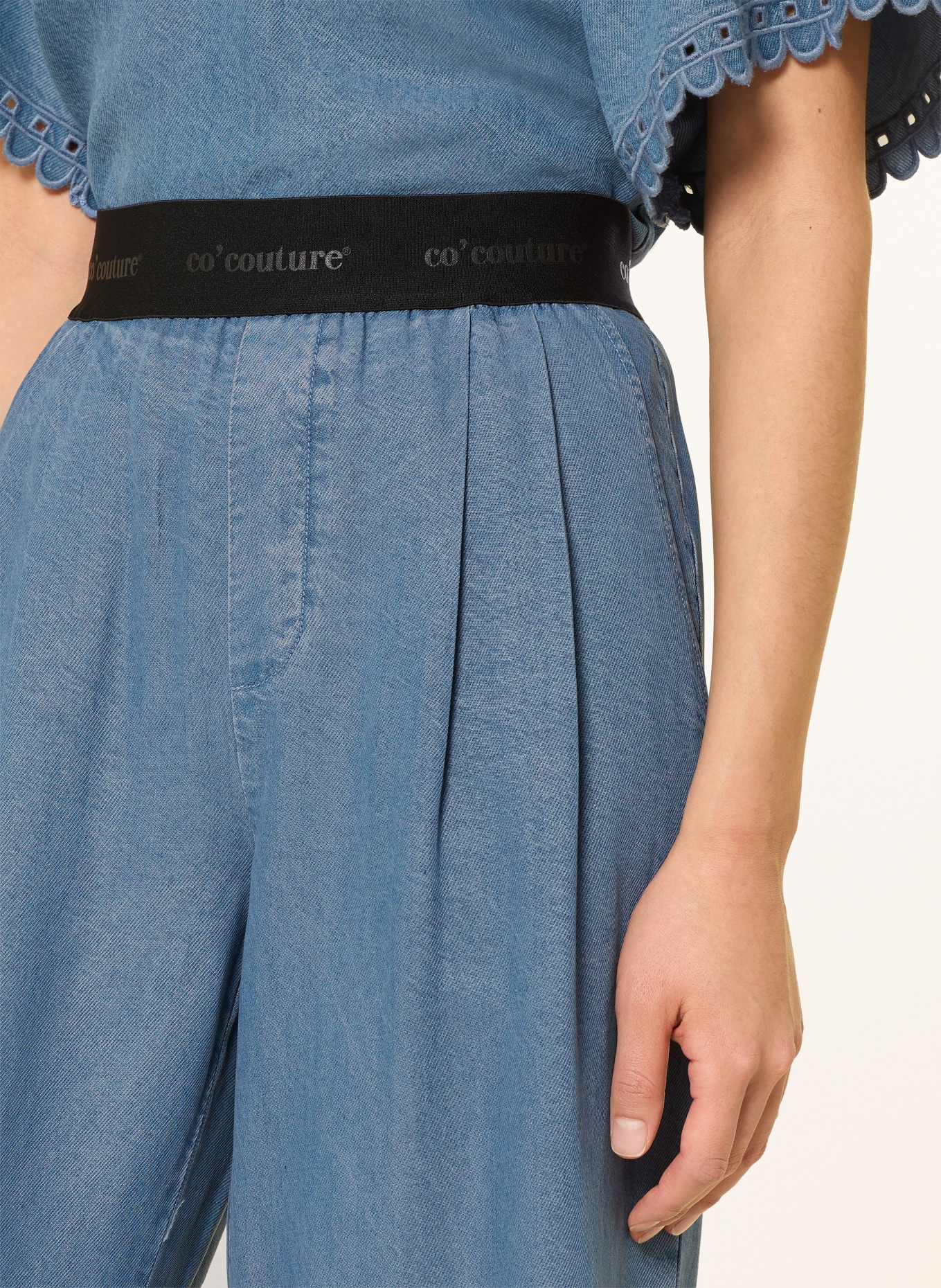 co'couture Marlenehose in Jeansoptik: BLAU / SCHWARZ