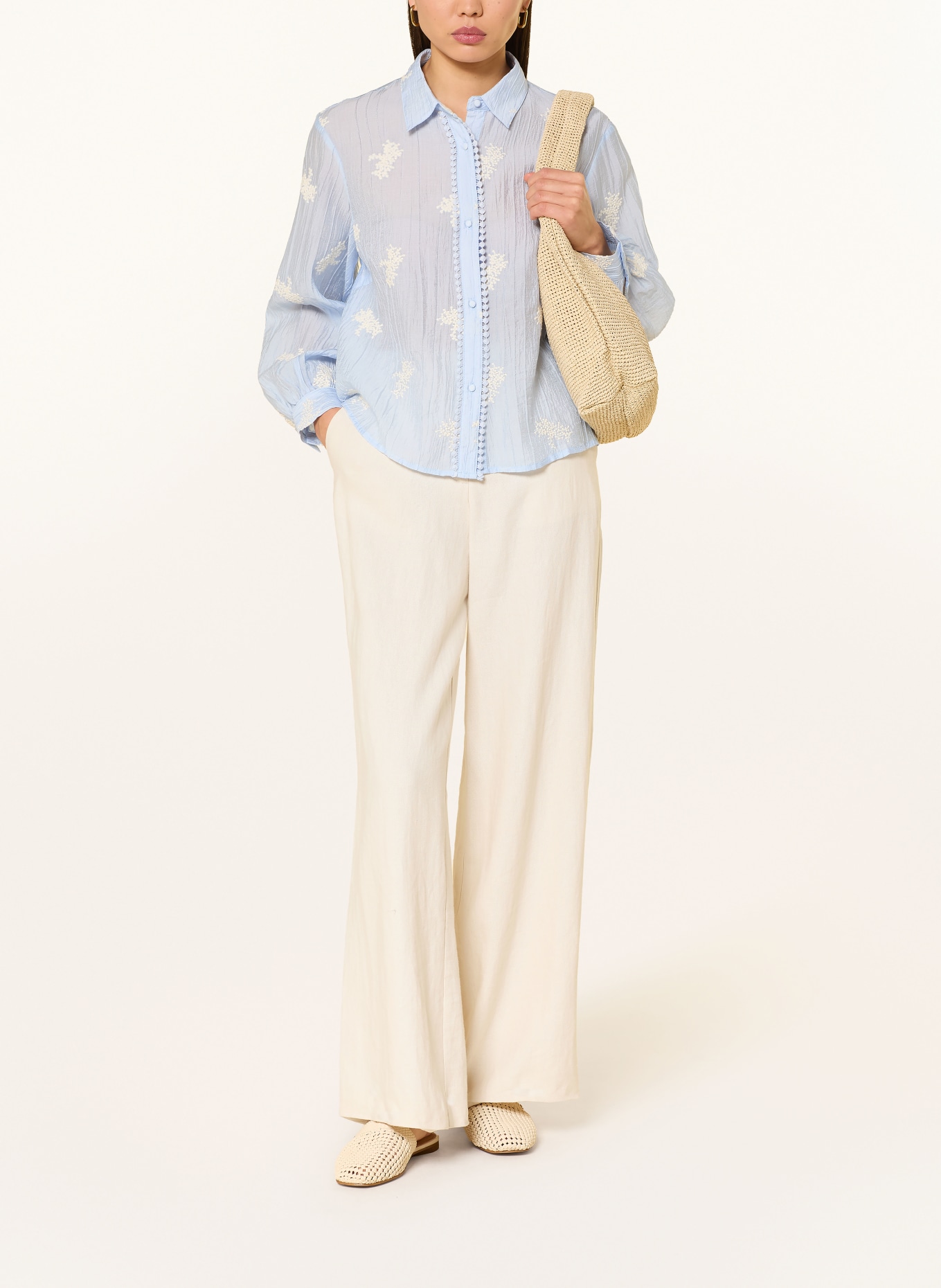 co'couture Embroidered blouse: LIGHT BLUE / CREAM