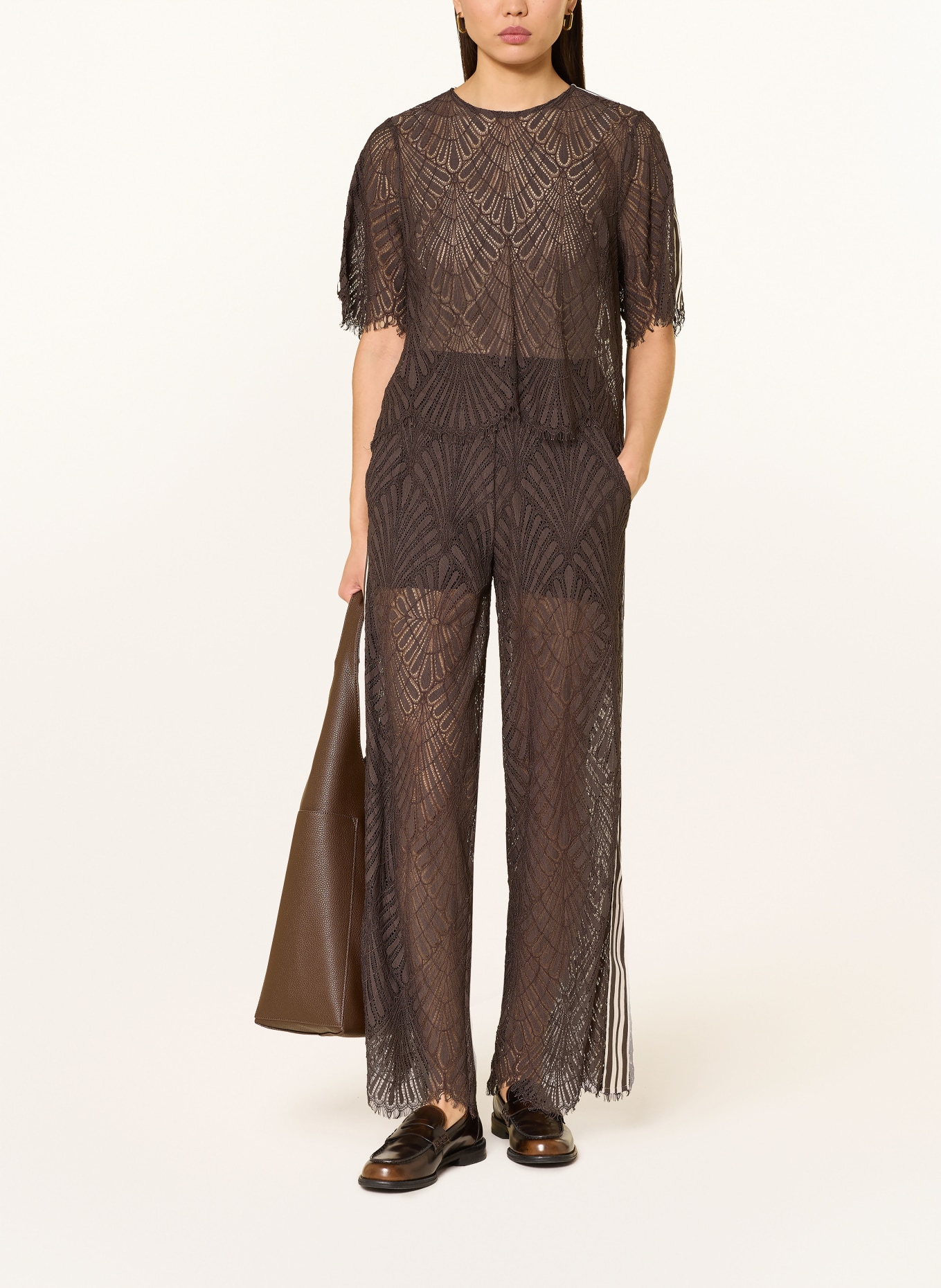 co'couture Lace Marlene pants: DARK BROWN