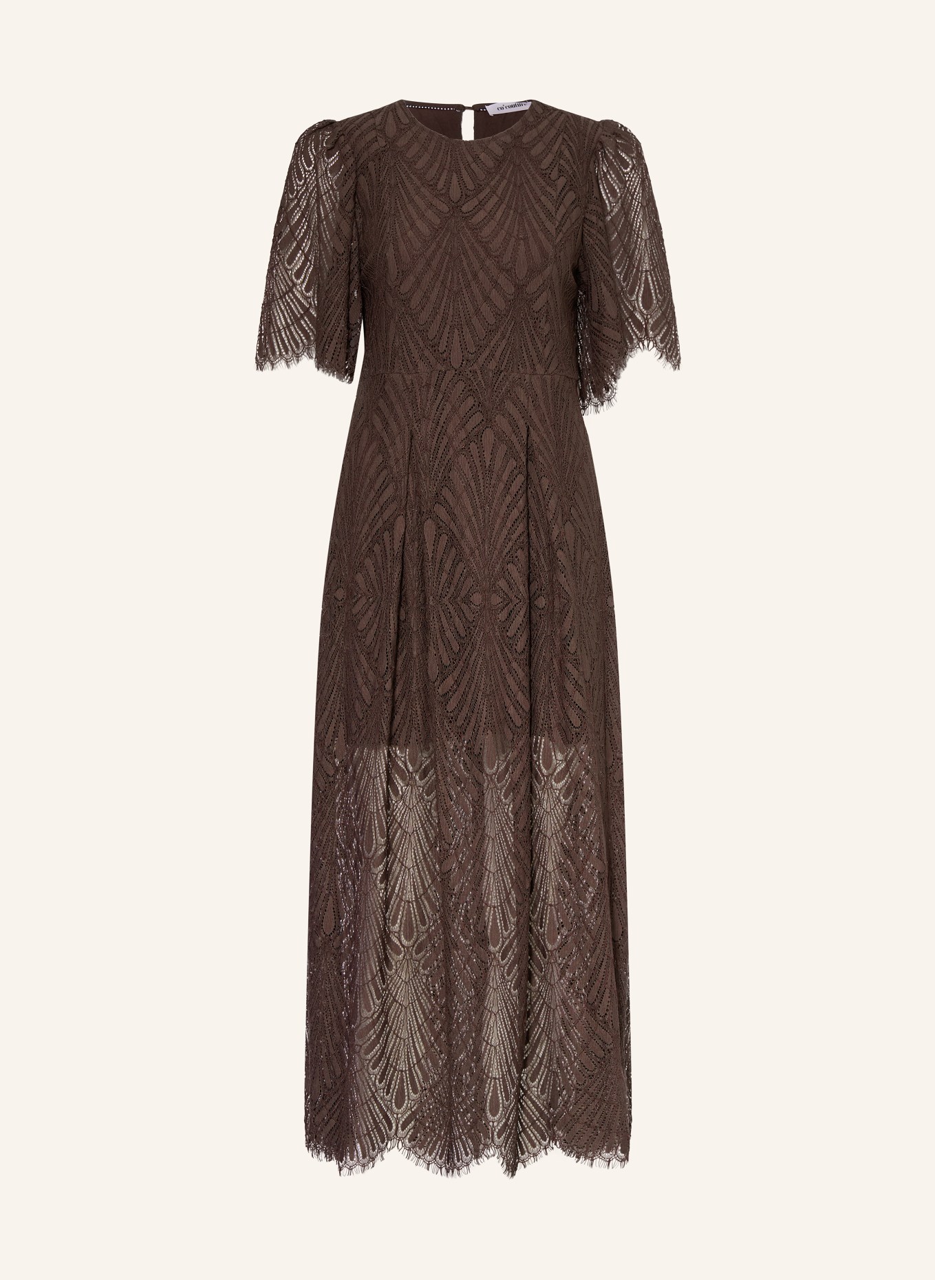 co'couture robe en dentelle: MARRON FONCÉ