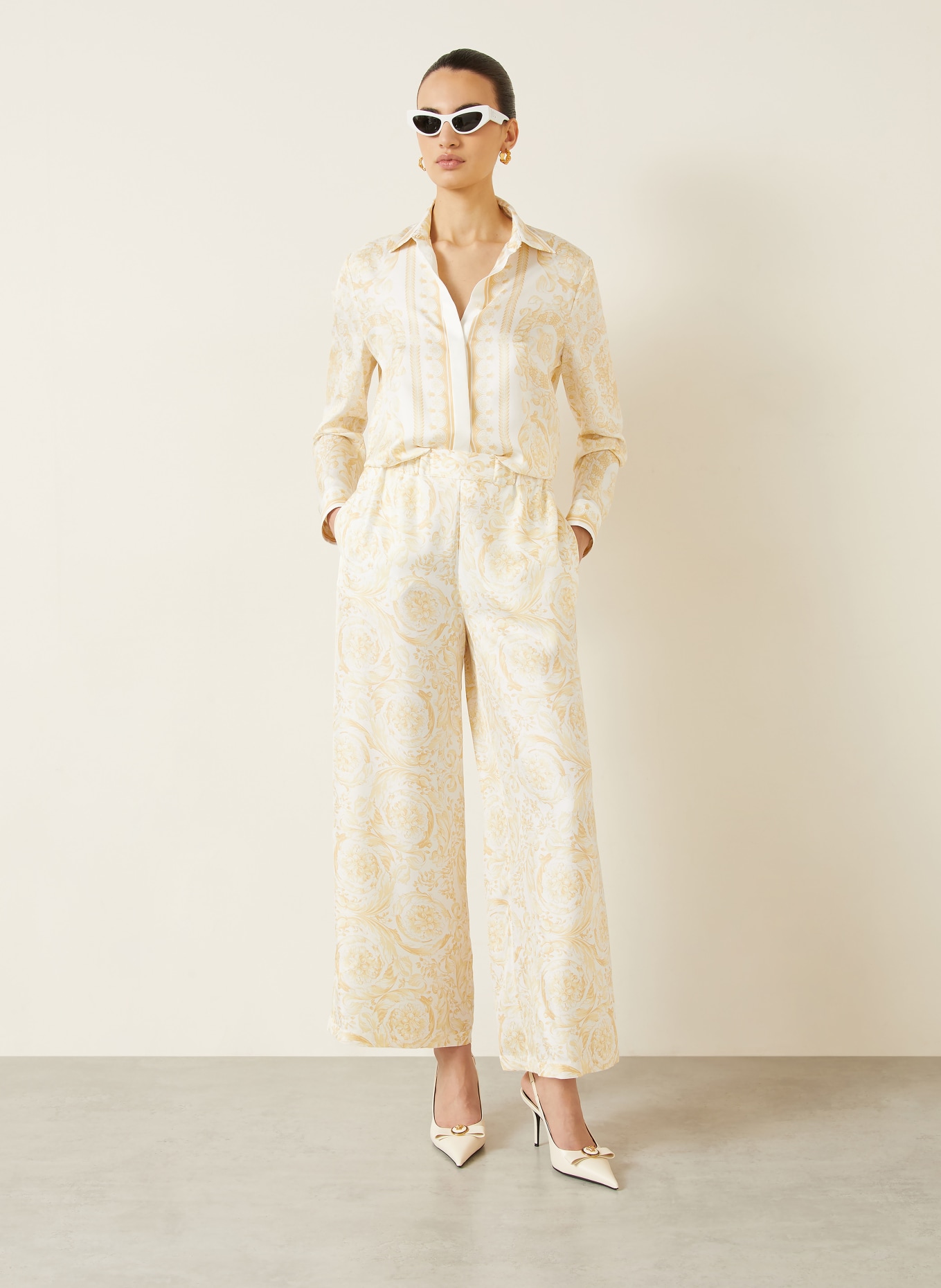 VERSACE Marlenehose aus Seide: HELLGELB / DUNKELGELB / GELB