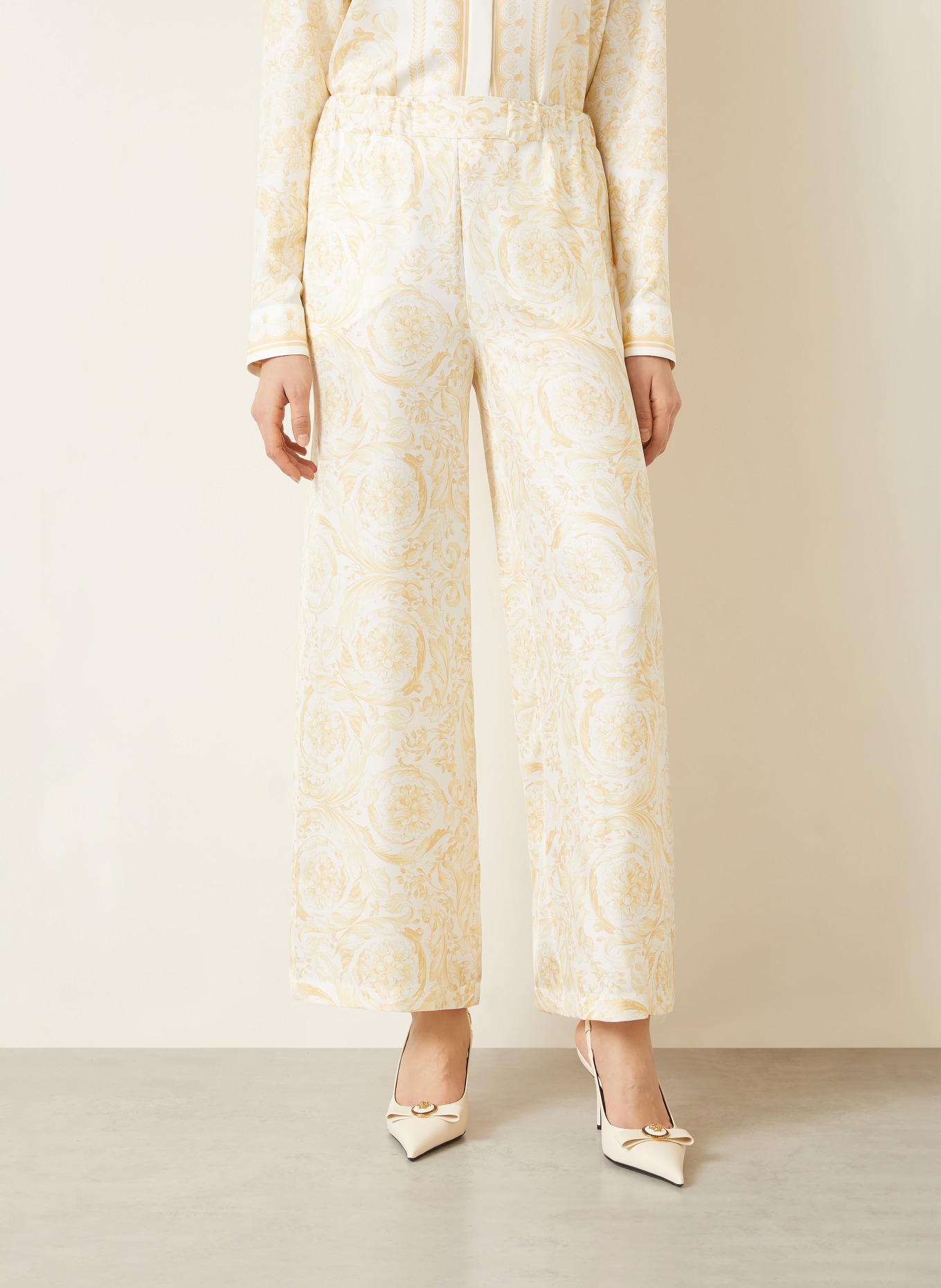 VERSACE Marlenehose aus Seide: HELLGELB / DUNKELGELB / GELB