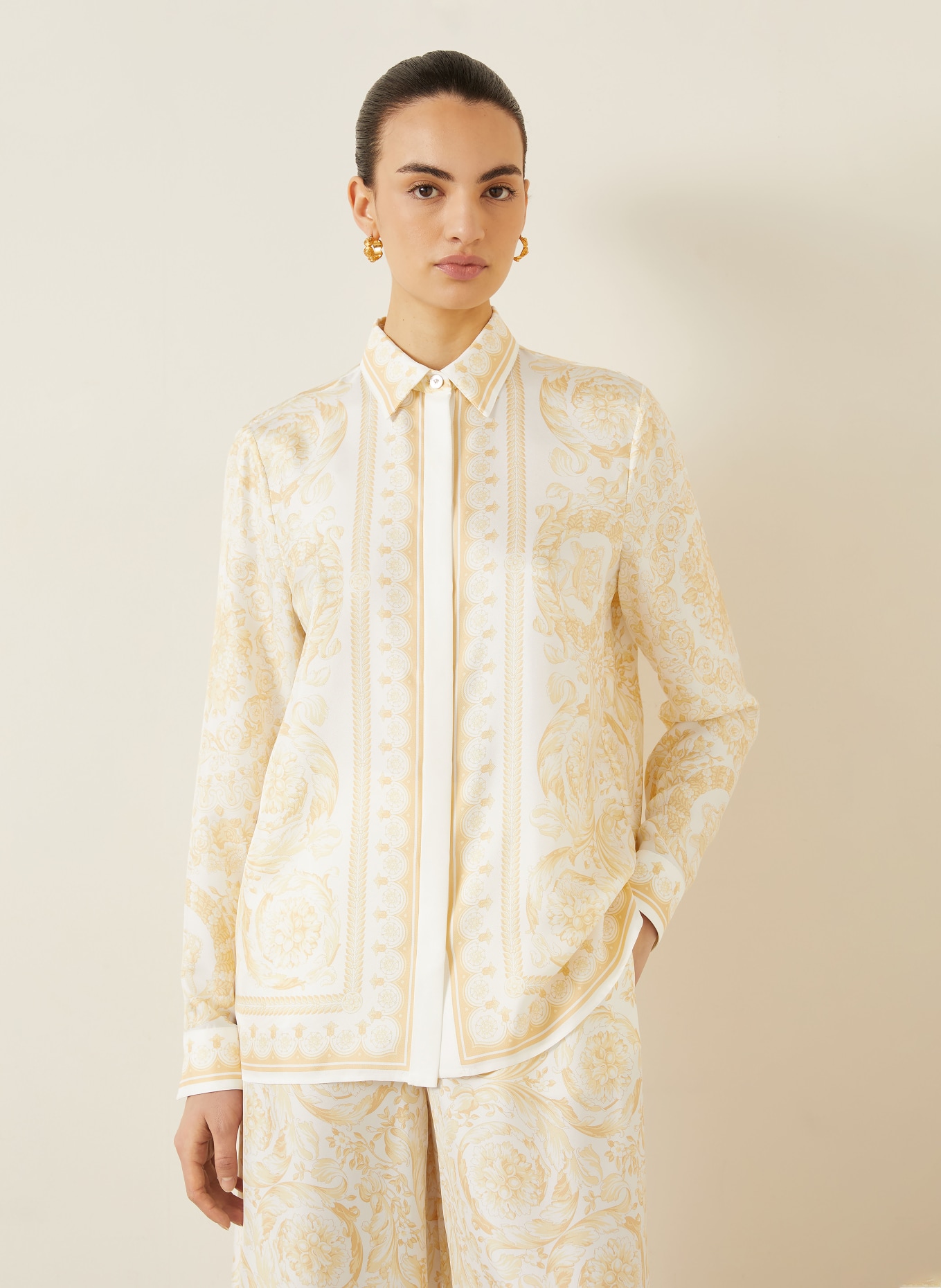 VERSACE Hemdbluse BAROCCO aus Seide: HELLGELB / DUNKELGELB / GELB