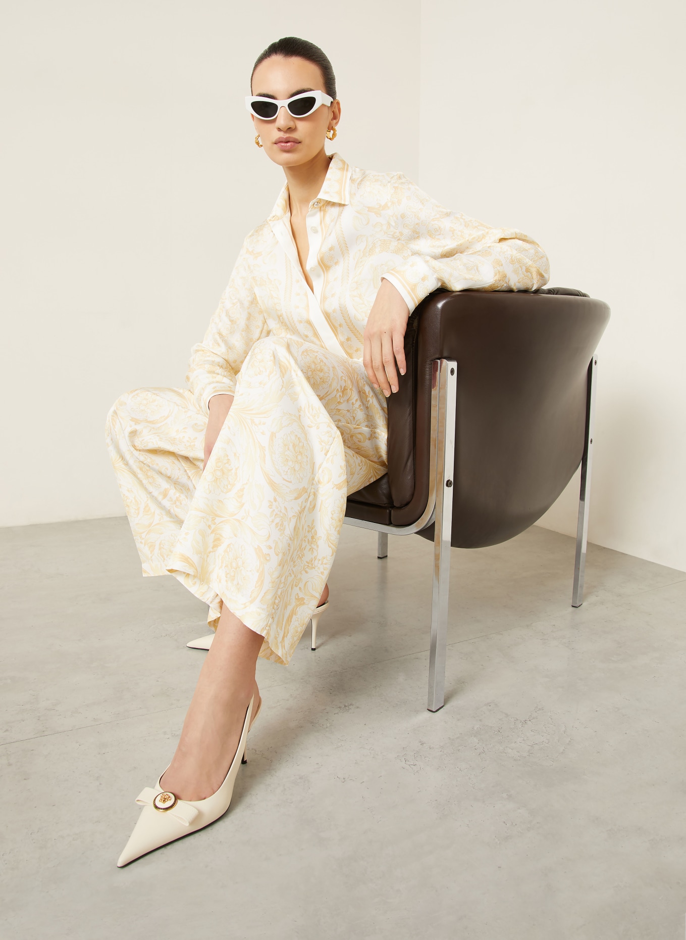 VERSACE Hemdbluse BAROCCO aus Seide: HELLGELB / DUNKELGELB / GELB