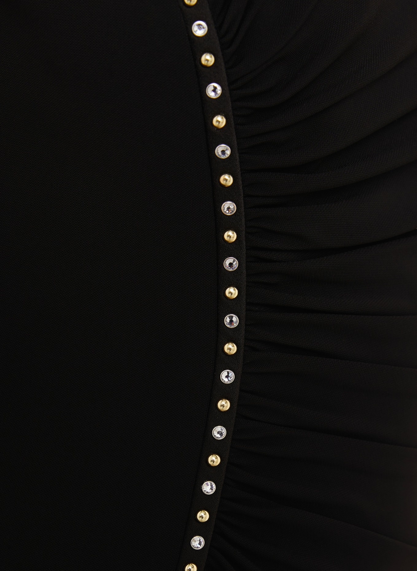 VERSACE Cocktailkleid aus Jersey mit Schmucksteinen: SCHWARZ