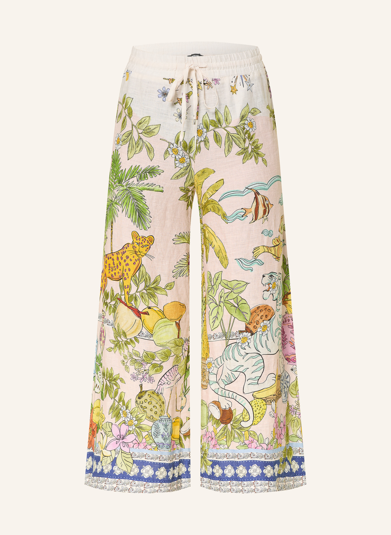 CAMBIO Leinen-Culotte CANDICE: ROSÉ / DUNKELGELB / GRÜN