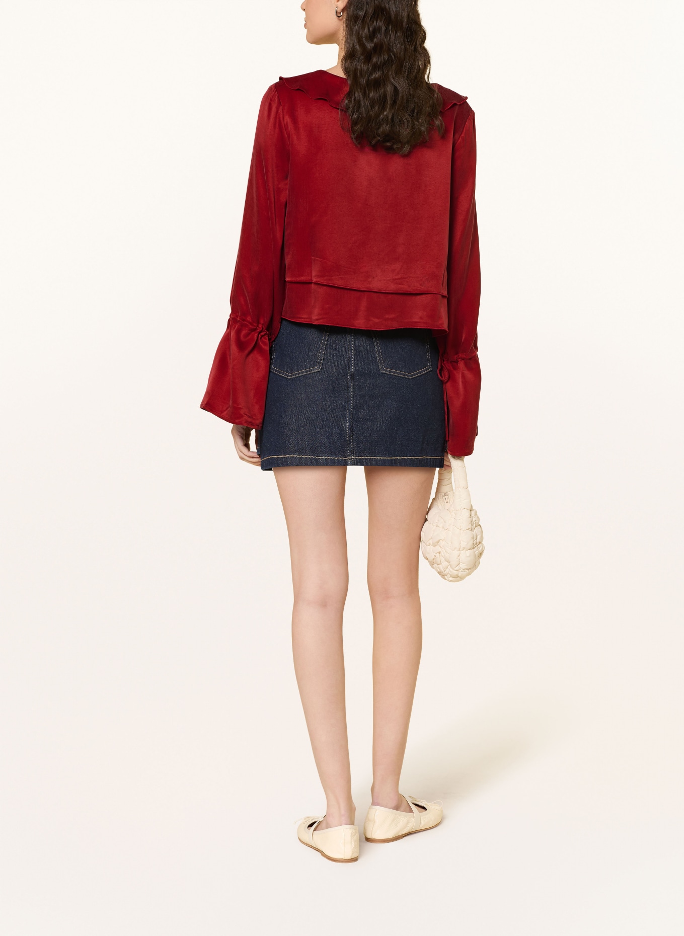 NINETY-9 ROMANTIC blouse with flounces: DARK RED