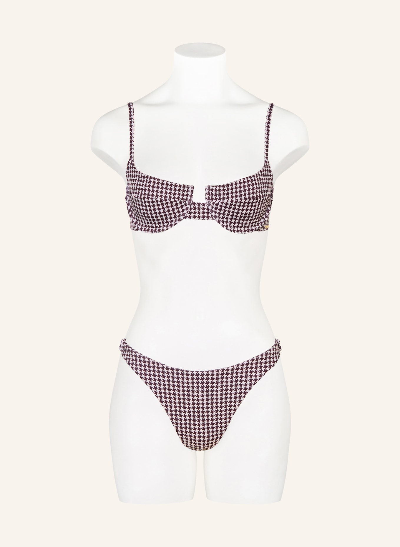 NINETY-9 Brazilian-Bikini-Hose BLOOM: DUNKELROT / ECRU