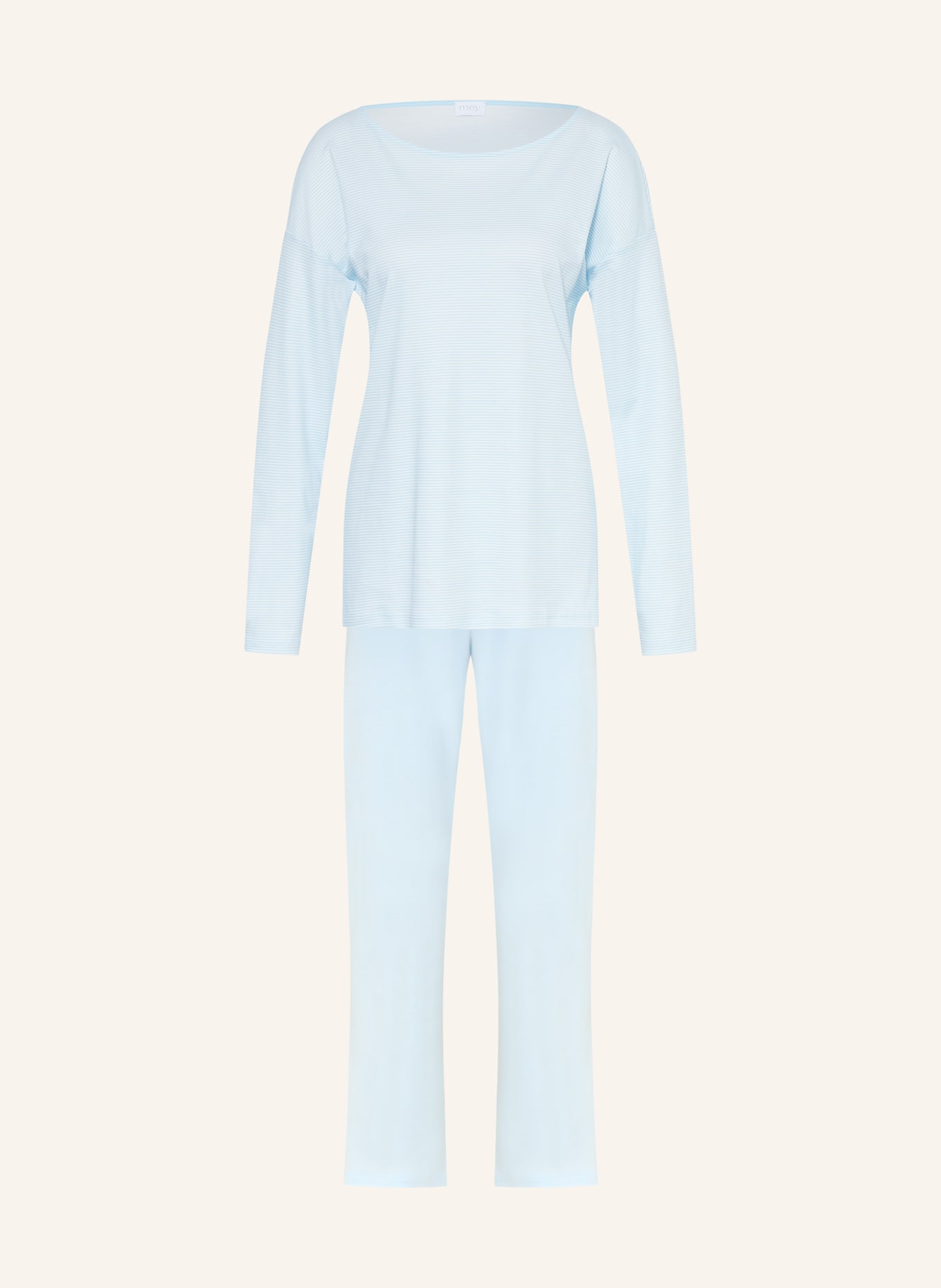 mey Schlafanzug Serie SIMPLE STRIPES: HELLBLAU / WEISS
