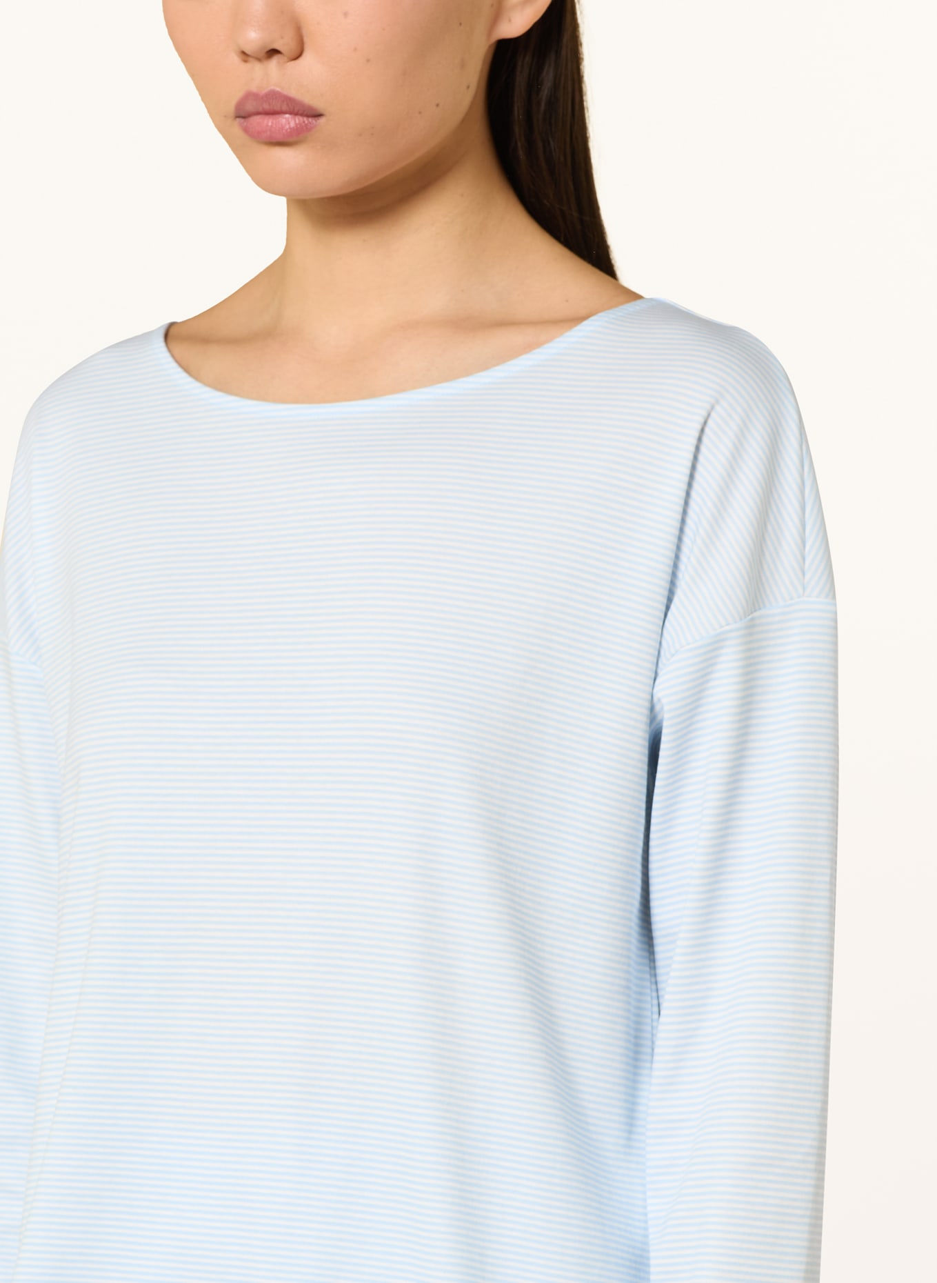 mey Schlafanzug Serie SIMPLE STRIPES: HELLBLAU / WEISS