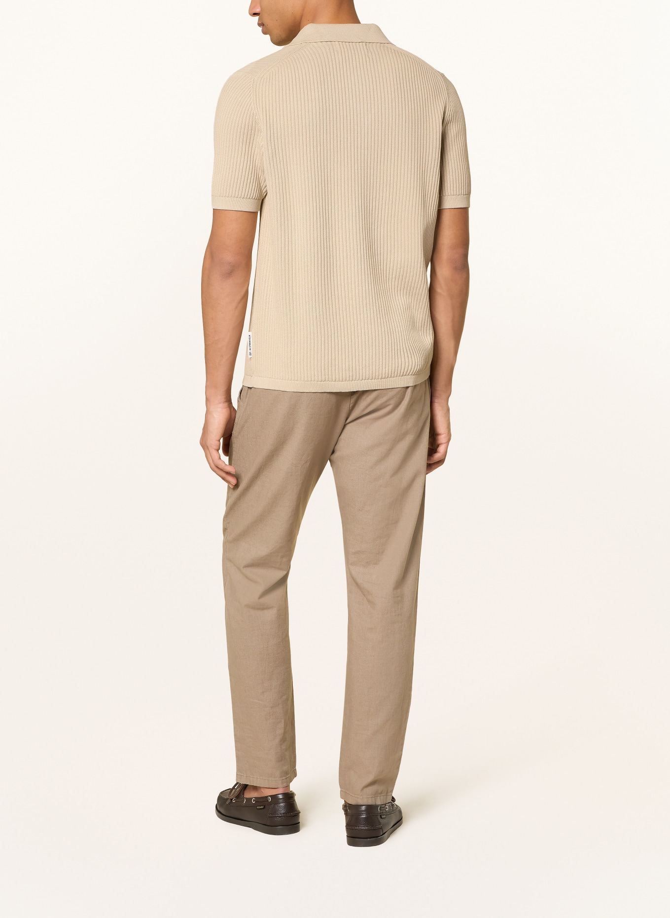 Marc O'Polo Gebreid poloshirt: BEIGE