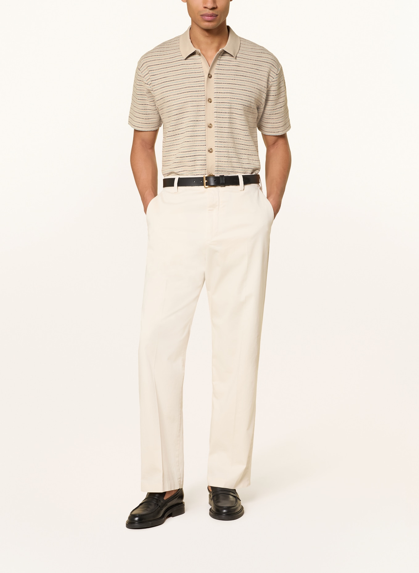 Marc O'Polo Short-sleeved shirt Relaxed Fit: BEIGE / TURQUOISE / BLACK