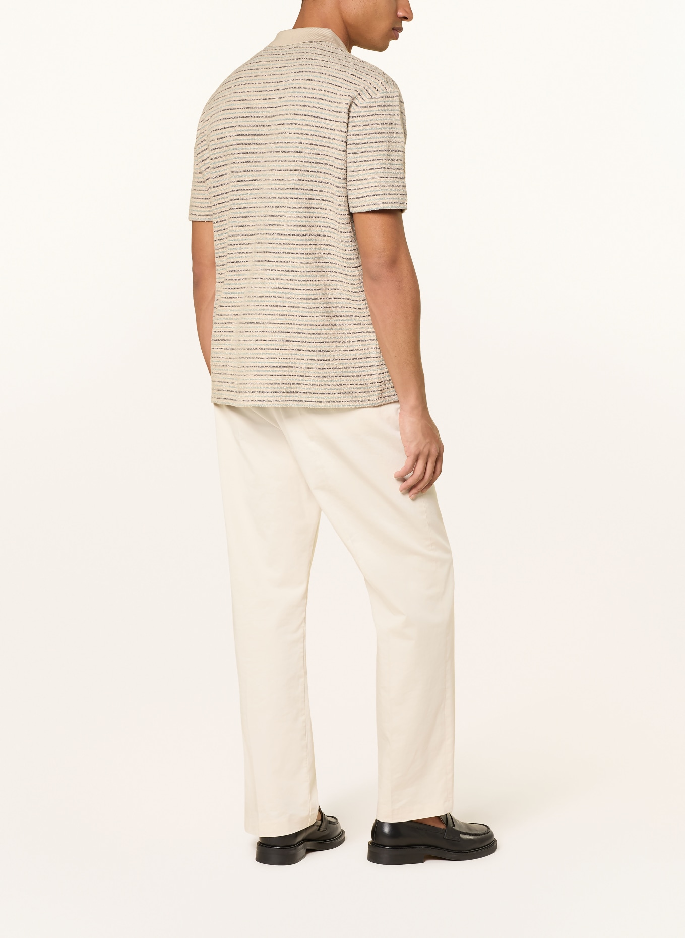 Marc O'Polo Short-sleeved shirt Relaxed Fit: BEIGE / TURQUOISE / BLACK