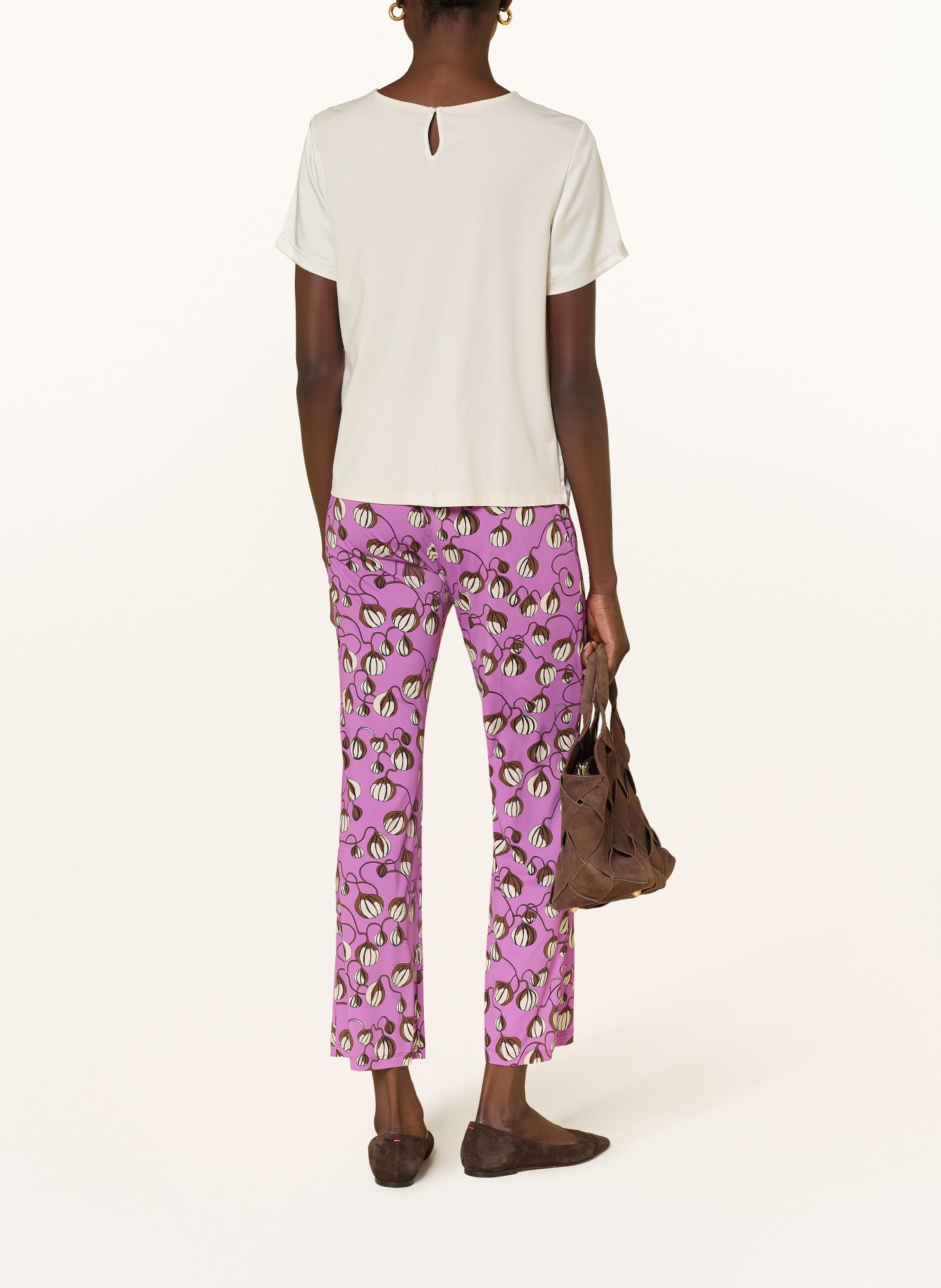 SIYU Bootcut-Hose aus Jersey: FUCHSIA / BRAUN / CREME