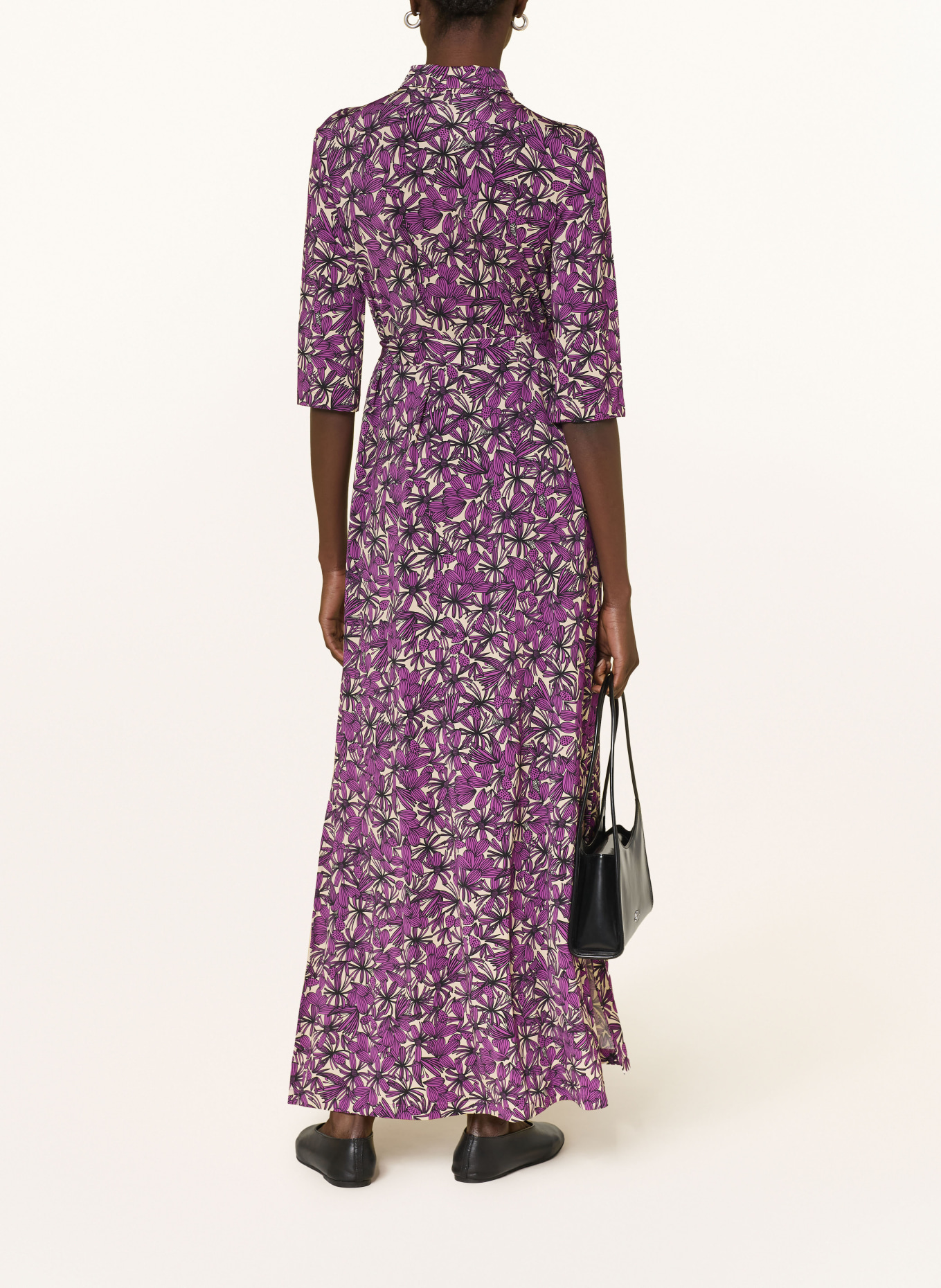 SIYU Shirt dress with 3/4 sleeves: BEIGE / PURPLE / BLACK