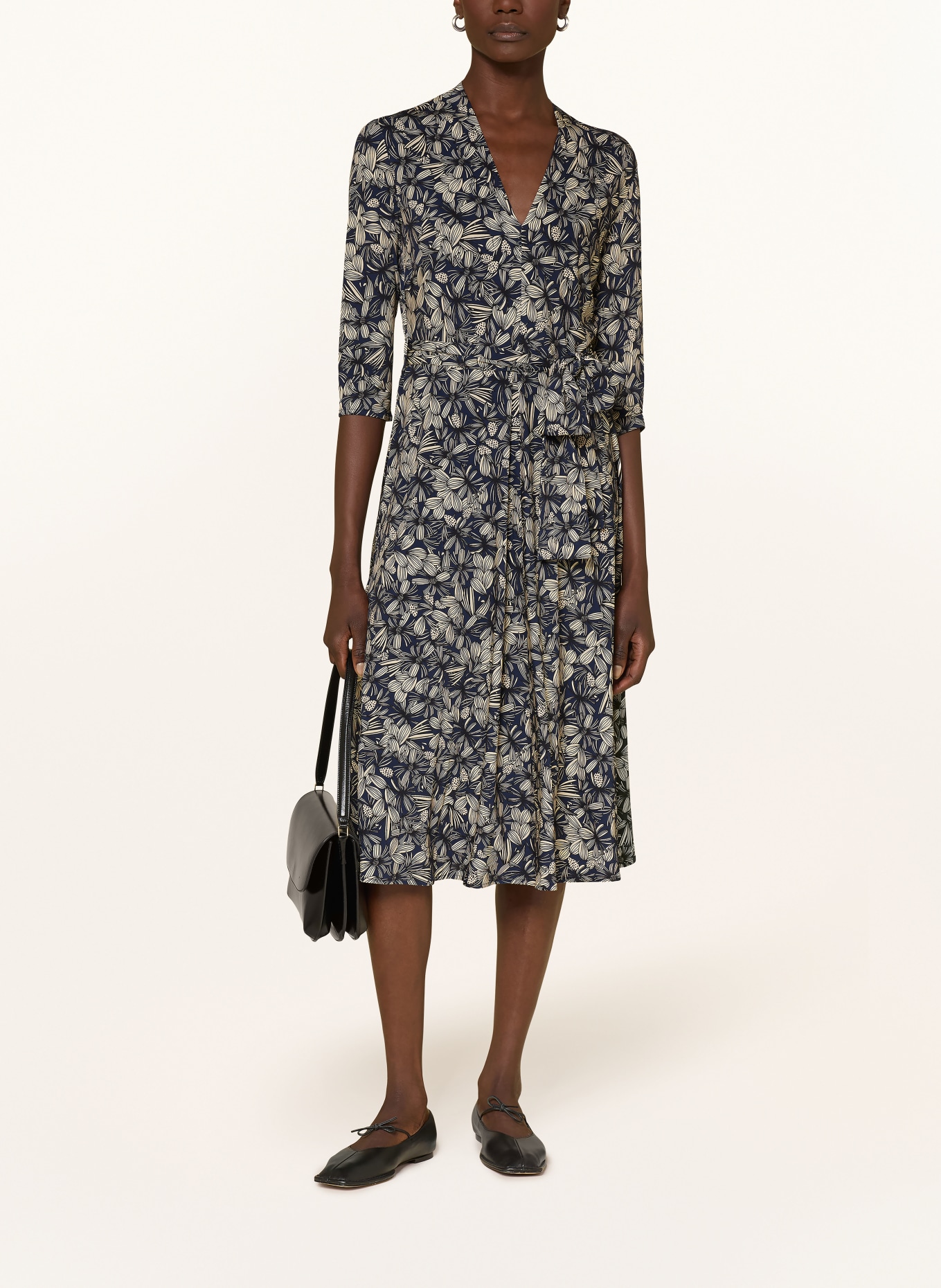 SIYU Kleid mit 3/4-Arm: BLAU / CREME / SCHWARZ