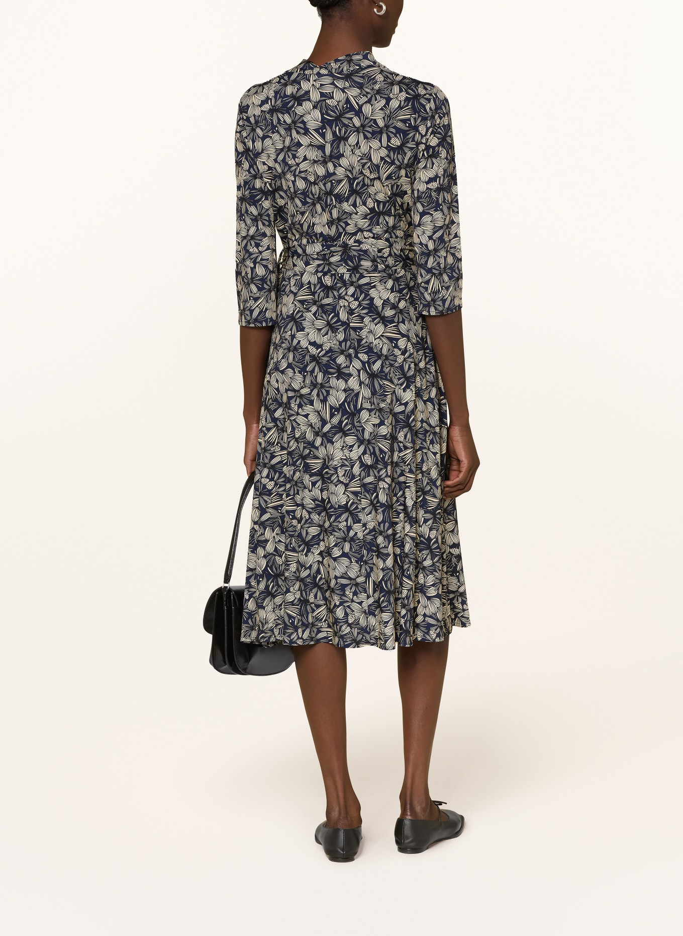 SIYU Kleid mit 3/4-Arm: BLAU / CREME / SCHWARZ