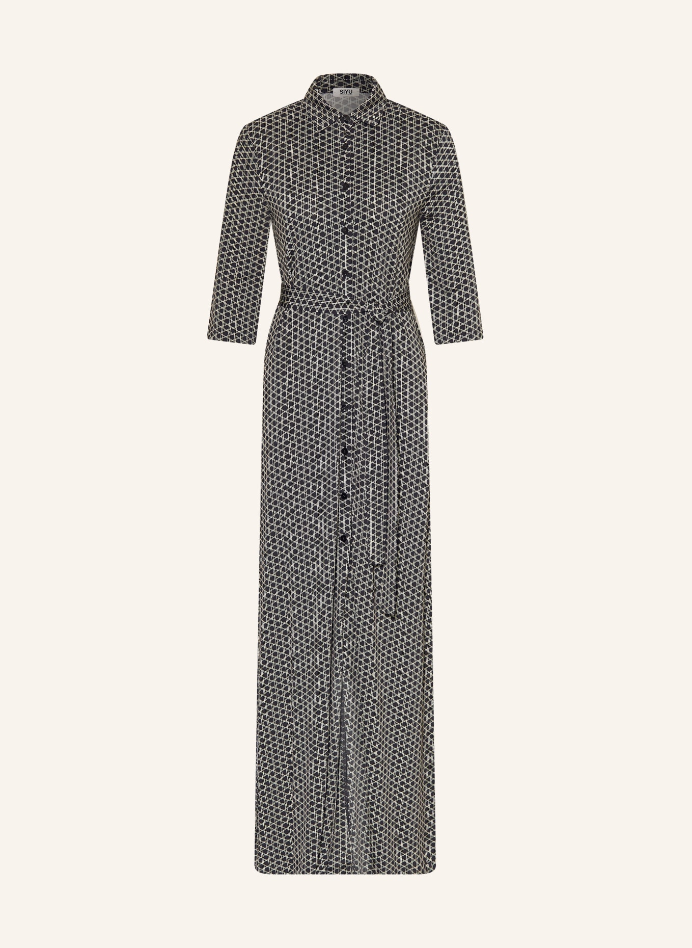 SIYU Košilové šaty s 3/4 rukávem: ČERNÁ / VELBLOUDÍ