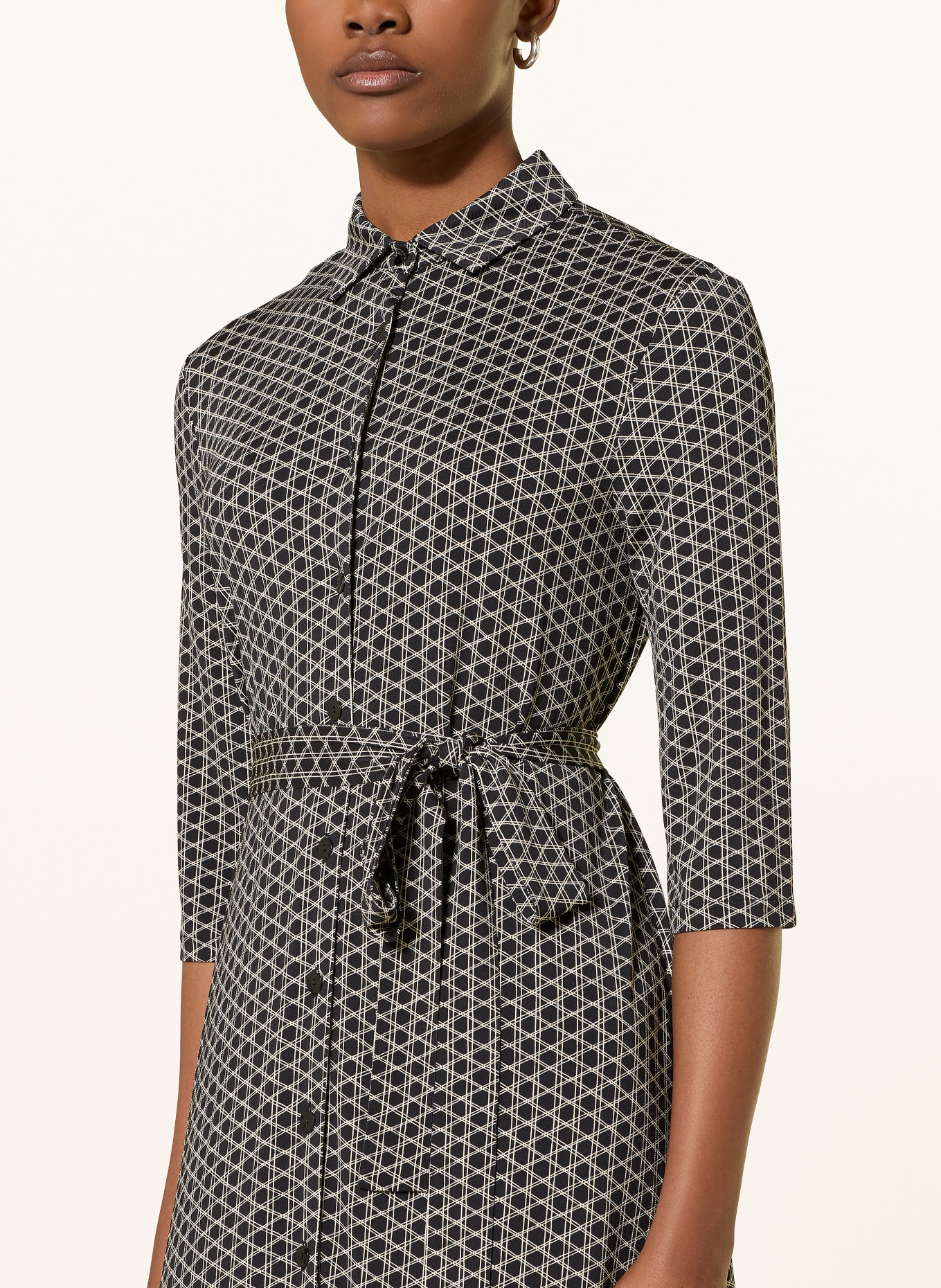 SIYU Košilové šaty s 3/4 rukávem: ČERNÁ / VELBLOUDÍ